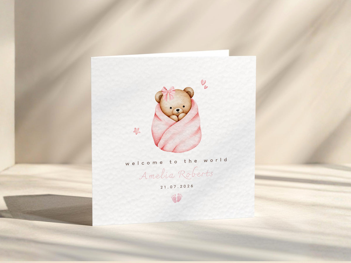 New Baby Card Personalised Welcome To The World, Boy Or Girl, Congratulations New Parents