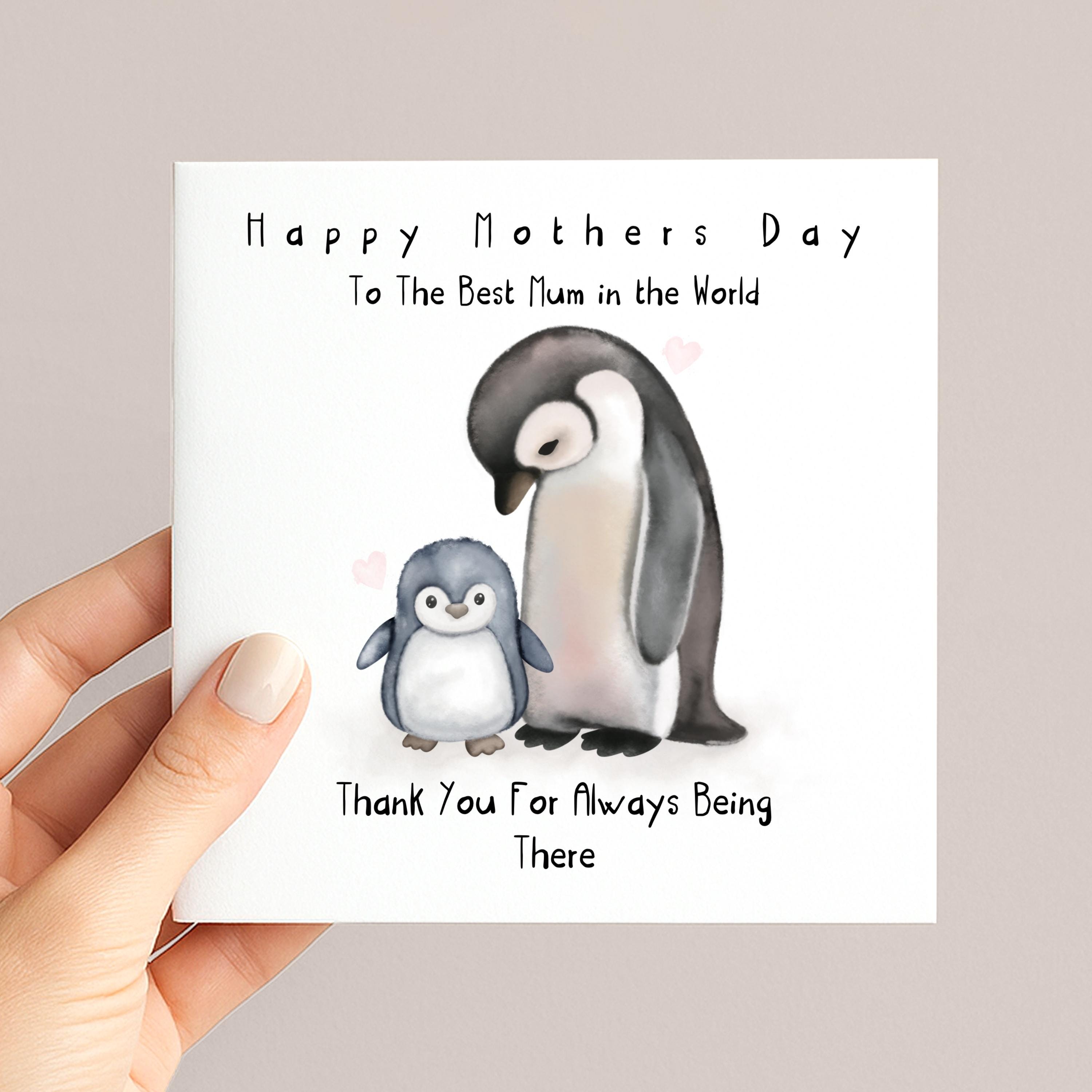 Penguin Mother's Day Card | Watercolour Illustration | Heartfelt Message
