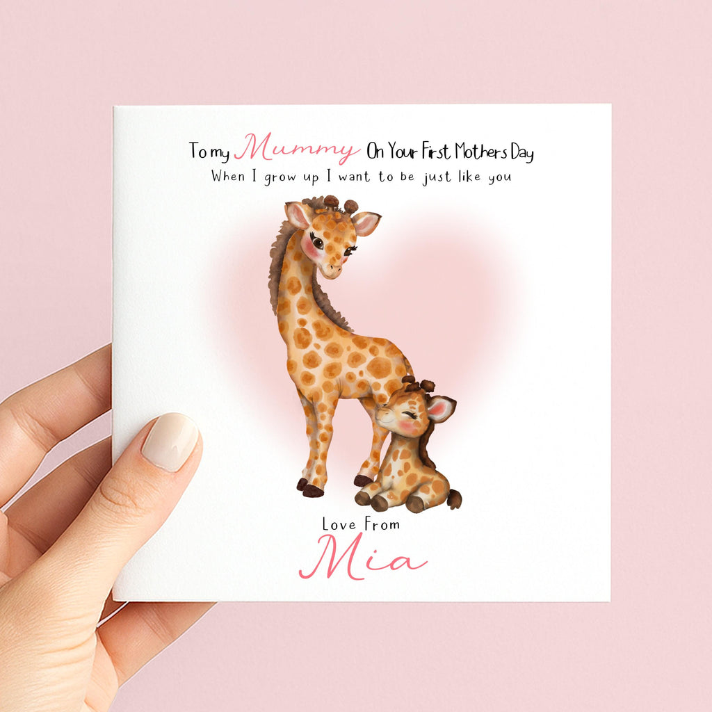 Personalised Mother's Day Card | Giraffe Watercolour Art | First Mother's Gift