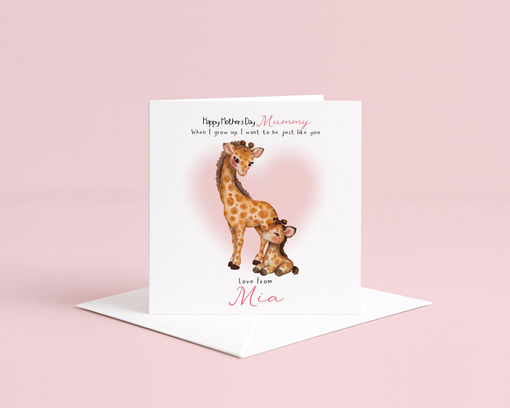 Personalised Mother's Day Card | Giraffe Watercolour Art | First Mother's Gift