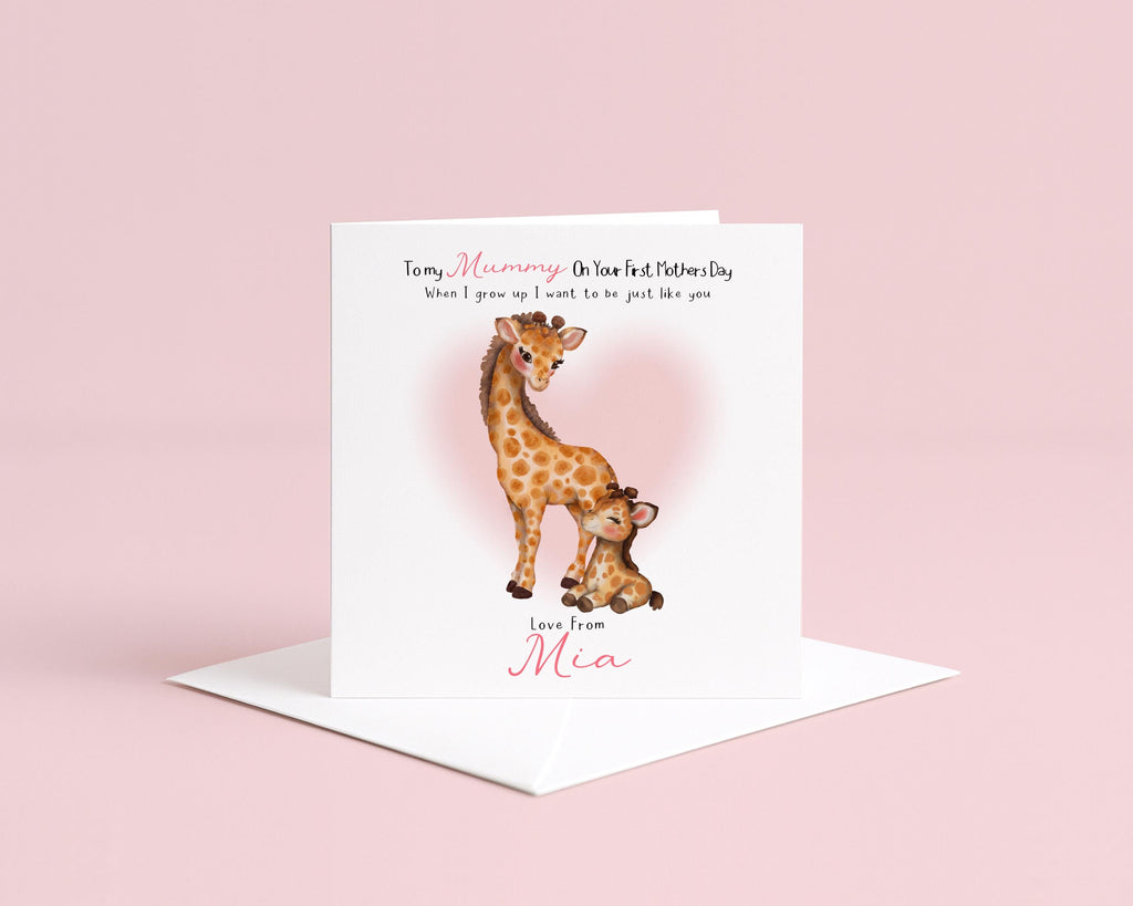 Personalised Mother's Day Card | Giraffe Watercolour Art | First Mother's Gift
