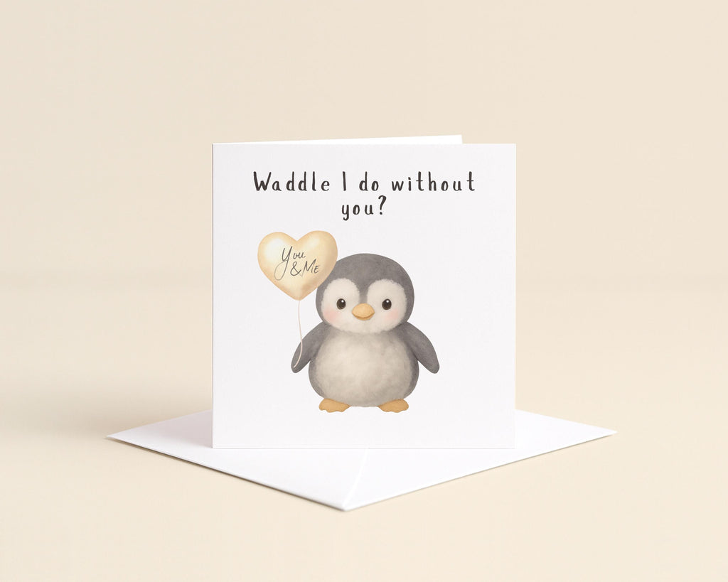 Penguin Card Just Because |  Romantic gift For Partner, Boyfriend, Girlfriend, Husband