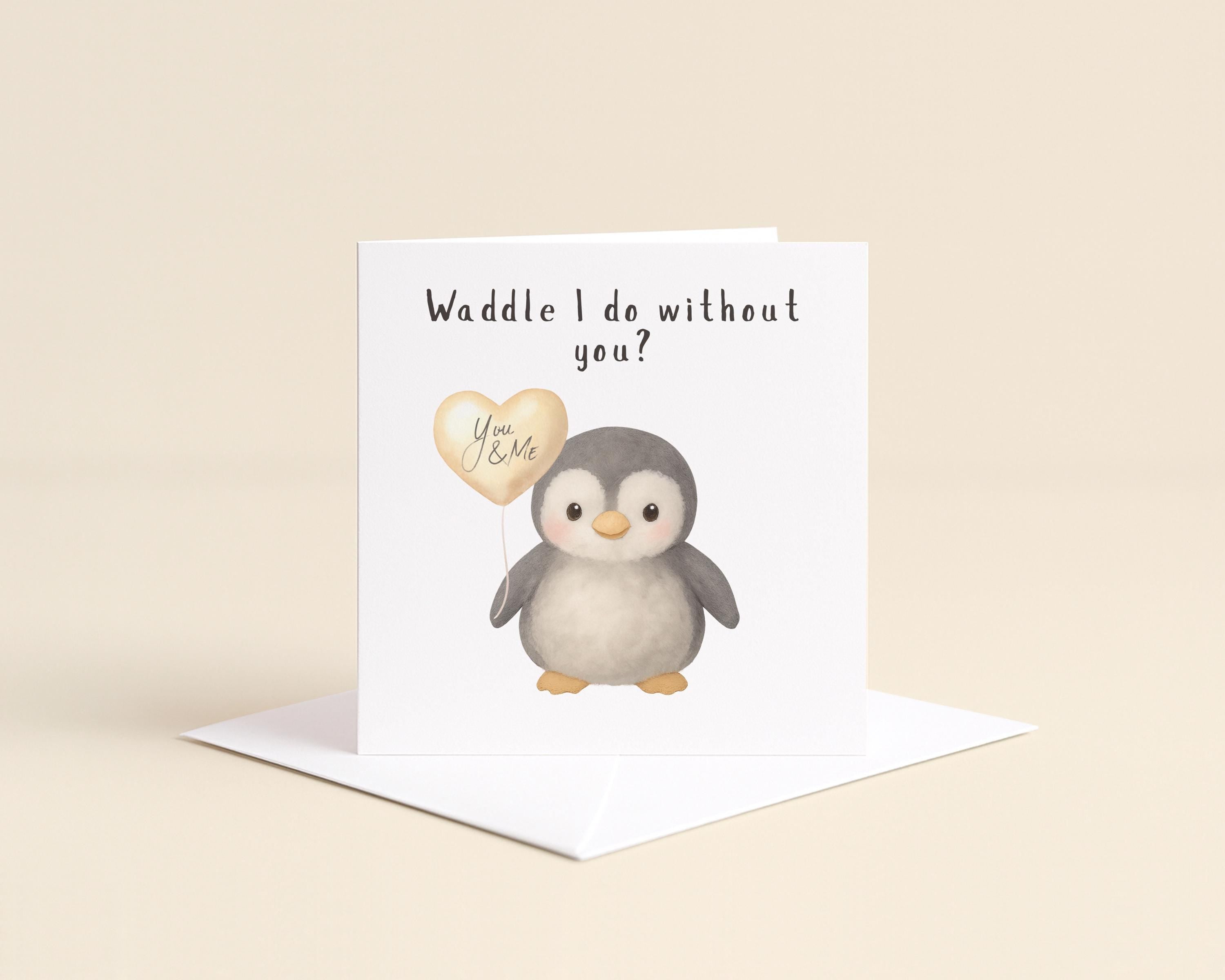 Penguin Card Just Because |  Romantic gift For Partner, Boyfriend, Girlfriend, Husband
