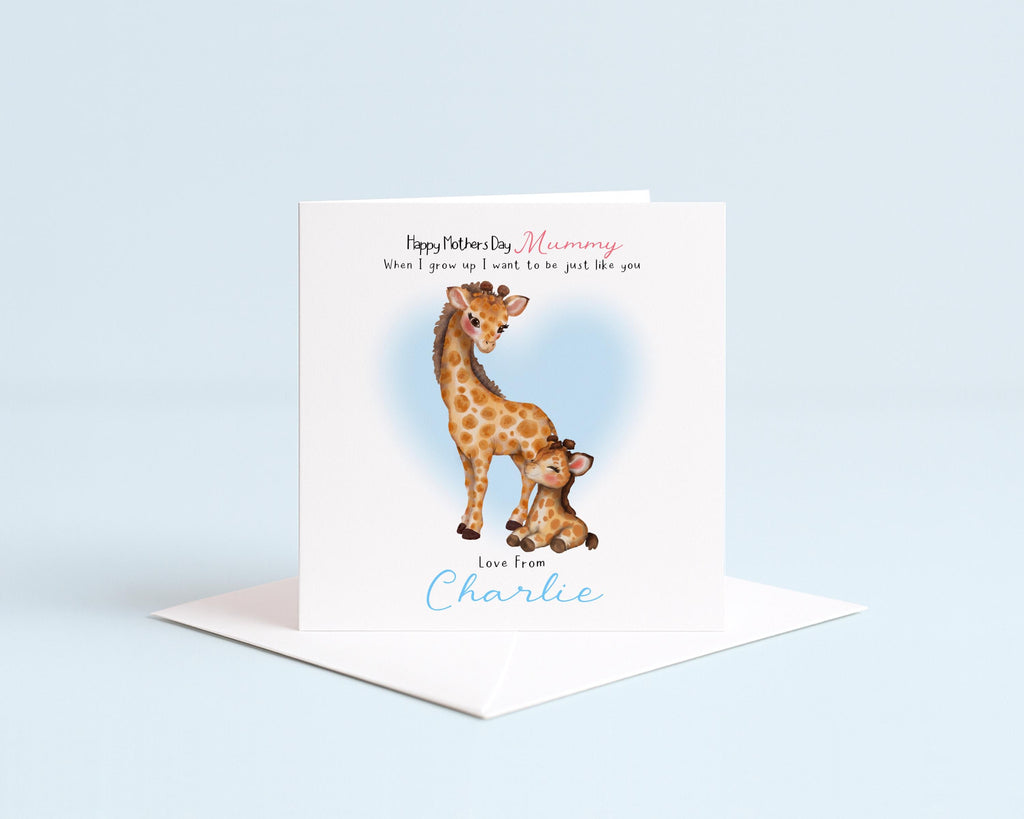 Personalised Mother's Day Card | Giraffe Watercolour Art | First Mother's Gift