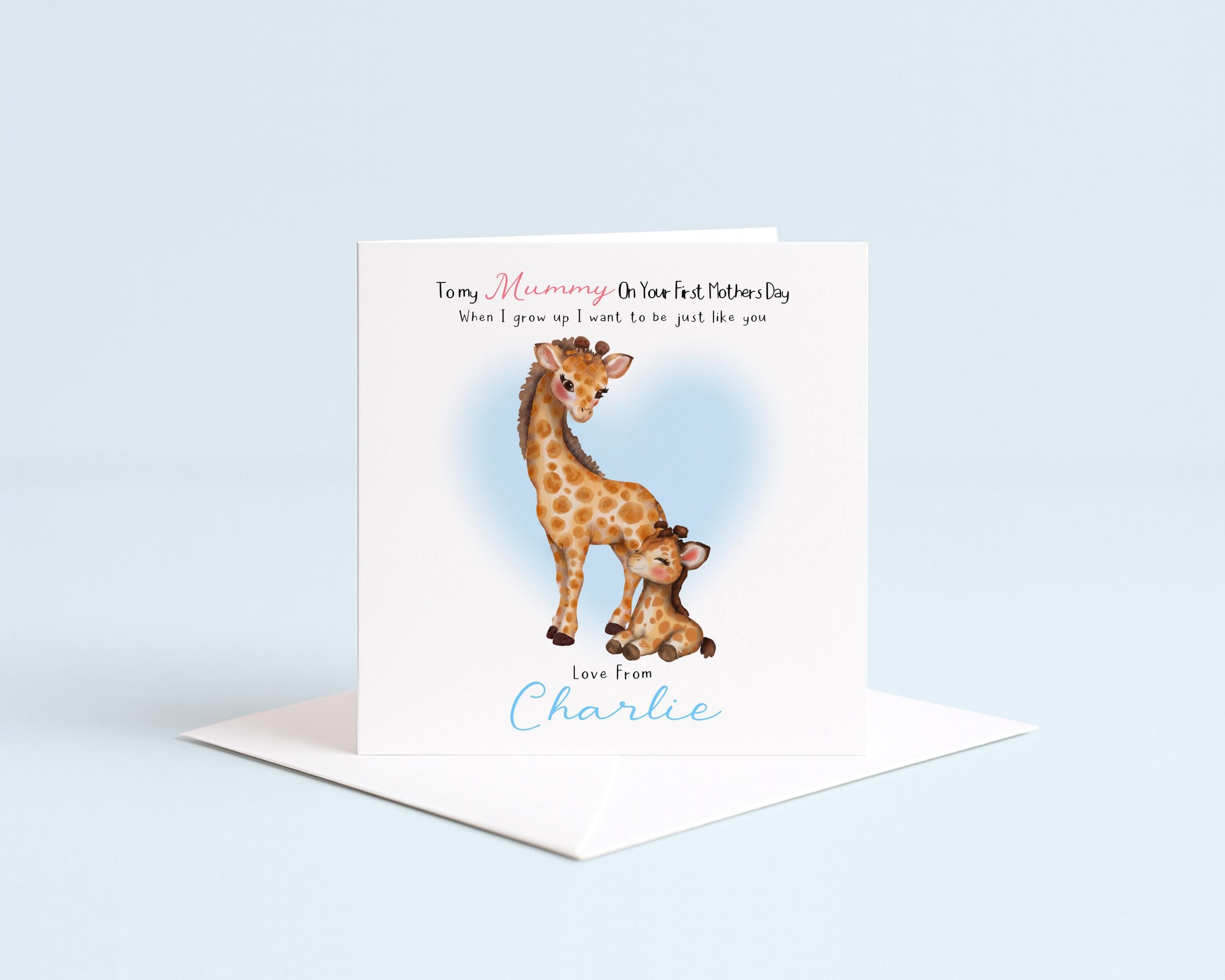 Personalised Mother's Day Card | Giraffe Watercolour Art | First Mother's Gift