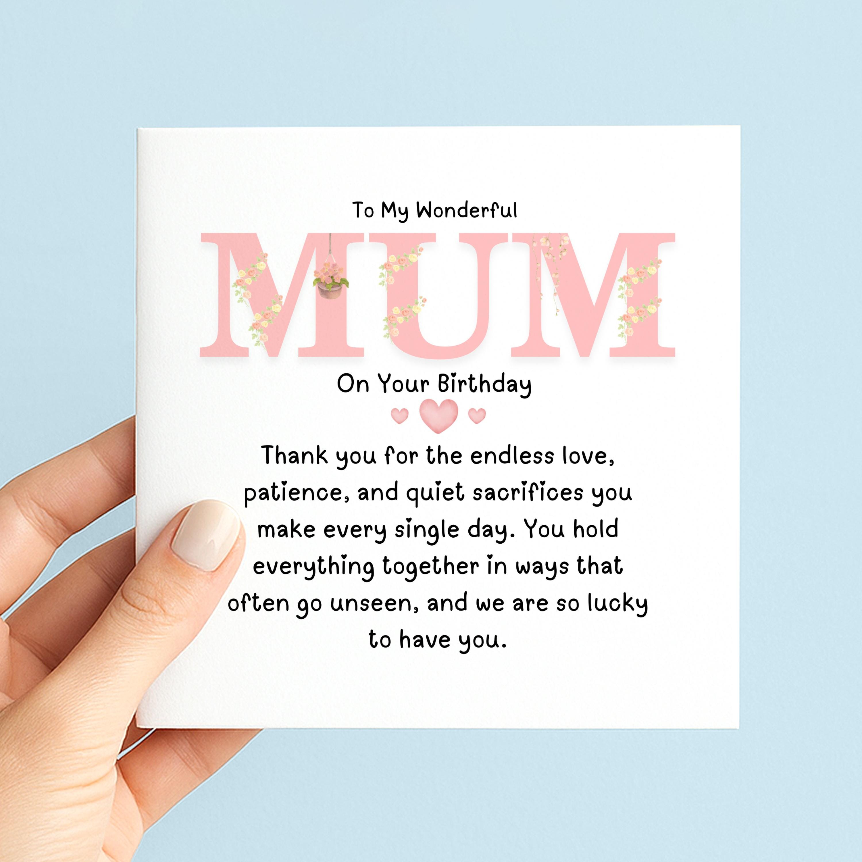 Floral Birthday Card For Mum | Minimalist Letterpress