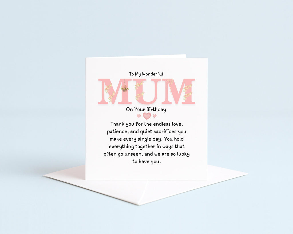 Floral Birthday Card For Mum | Minimalist Letterpress