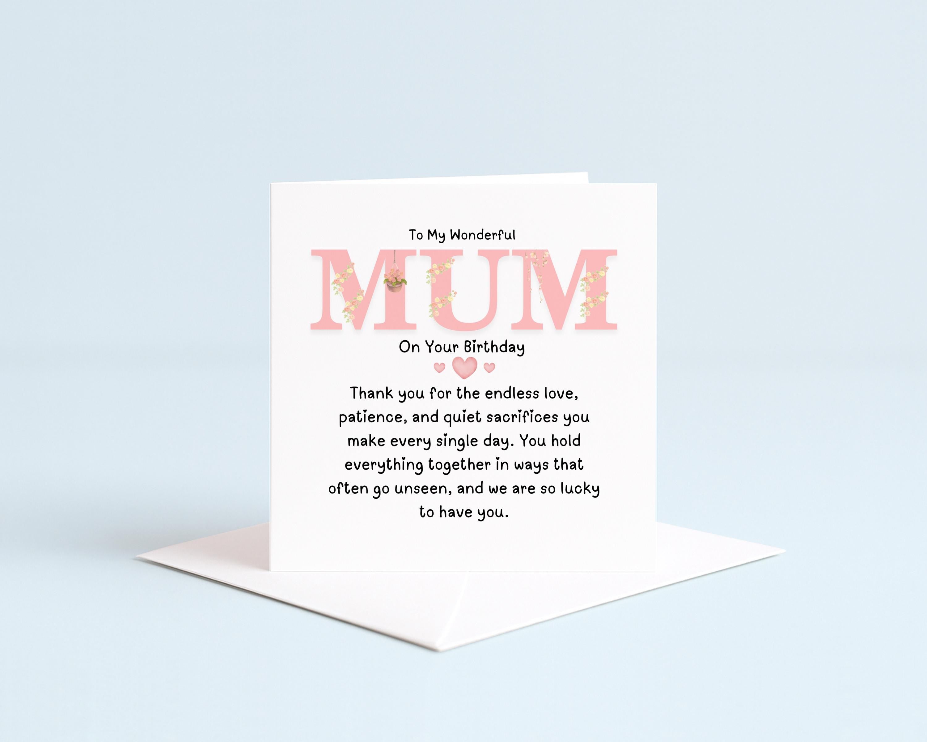 Floral Birthday Card For Mum | Minimalist Letterpress