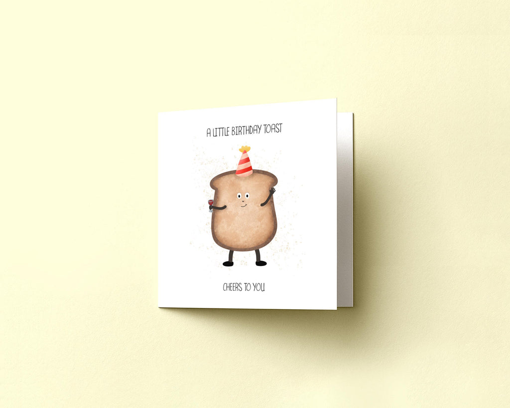 Funny Birthday Card for Friend | Little Toast Food Pun | Funny Bday Message | Siblings
