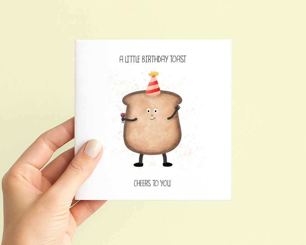 Funny Birthday Card for Friend | Little Toast Food Pun | Funny Bday Message | Siblings