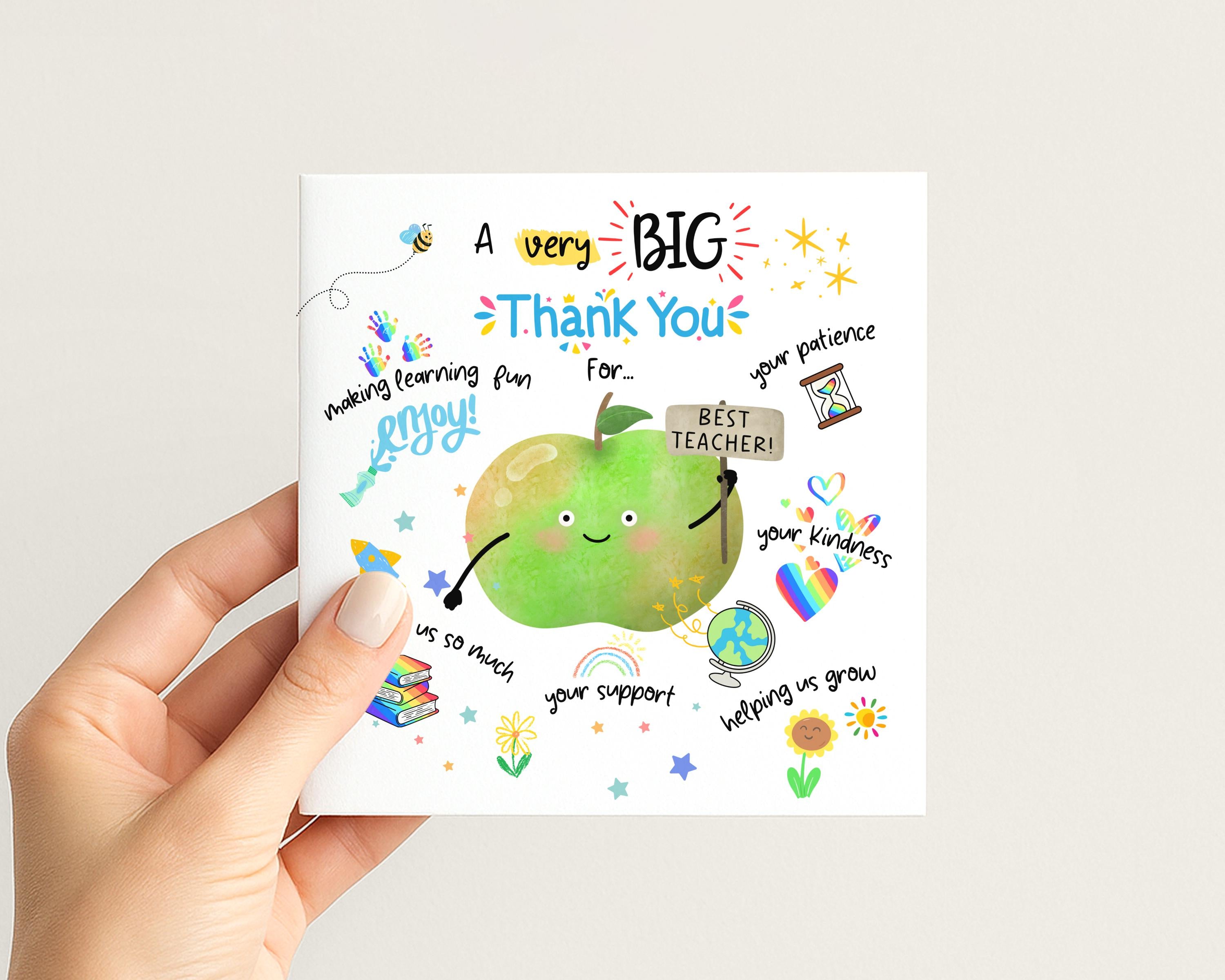 Thank You Teacher Card | Custom Name Appreciation | Teaching Assistant End Of Term | School Staff