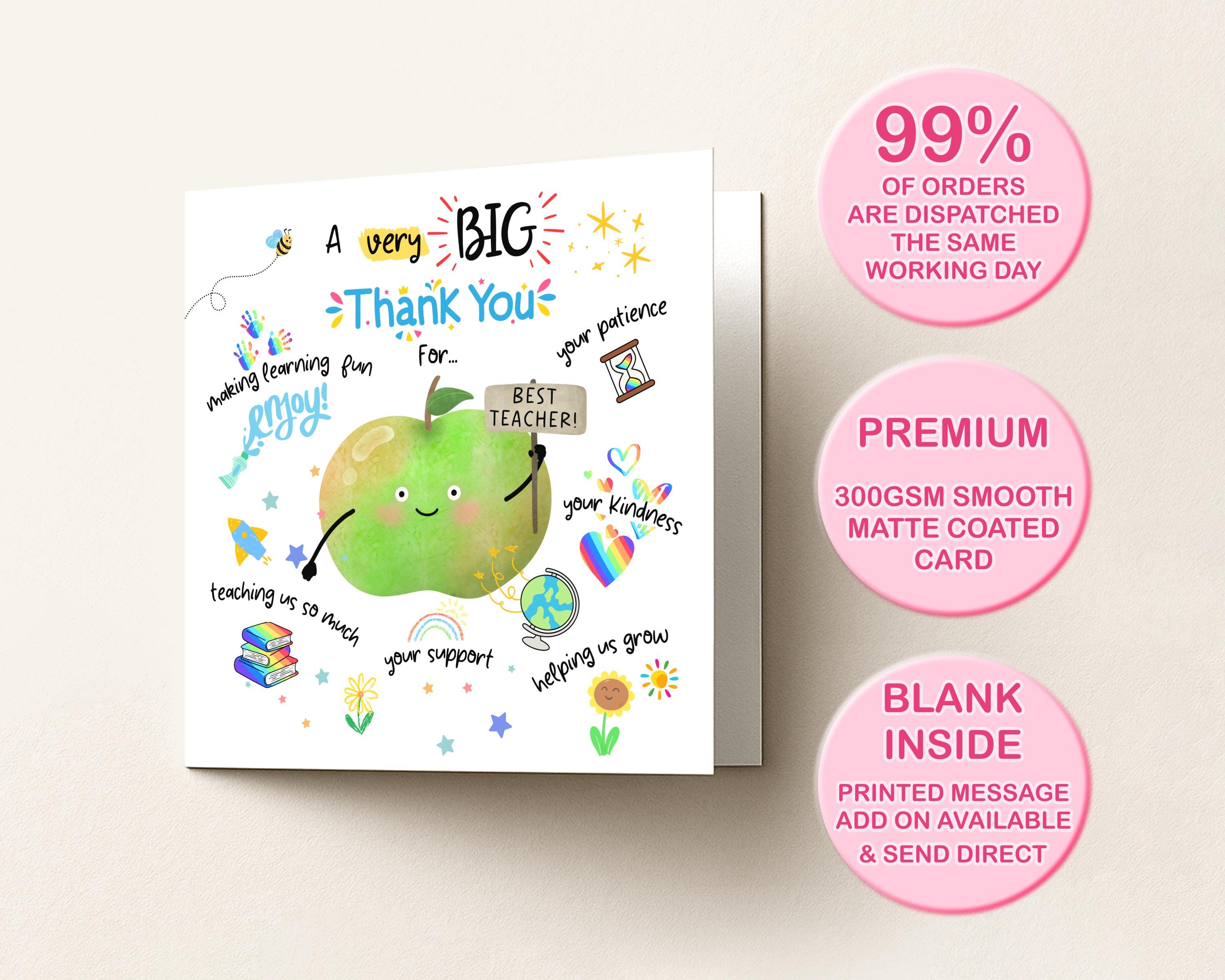 Thank You Teacher Card | Custom Name Appreciation | Teaching Assistant End Of Term | School Staff