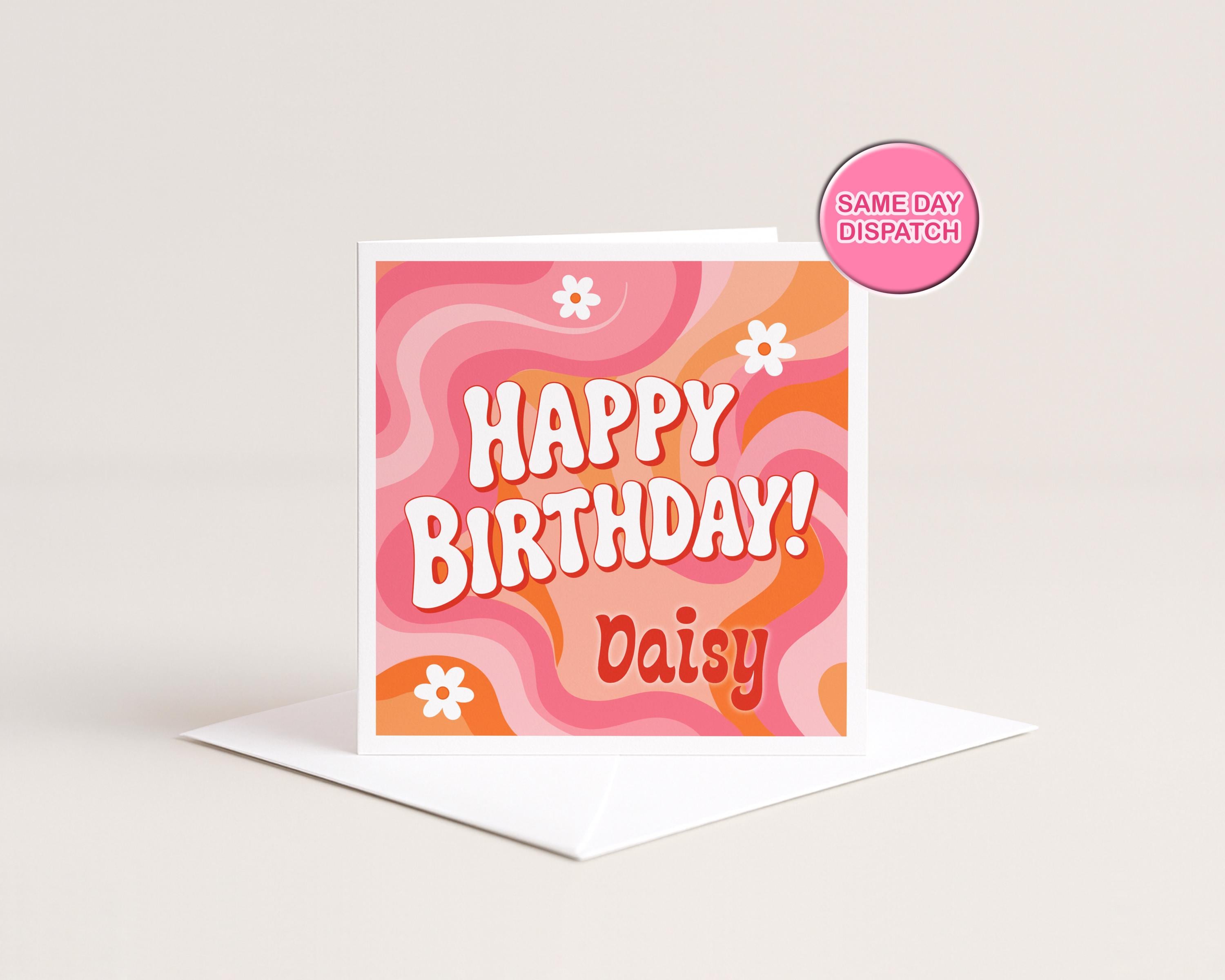Retro Birthday Card | Custom Name Greeting | Vintage Style Graphics | Friend Birthday Gift | Sister Bday