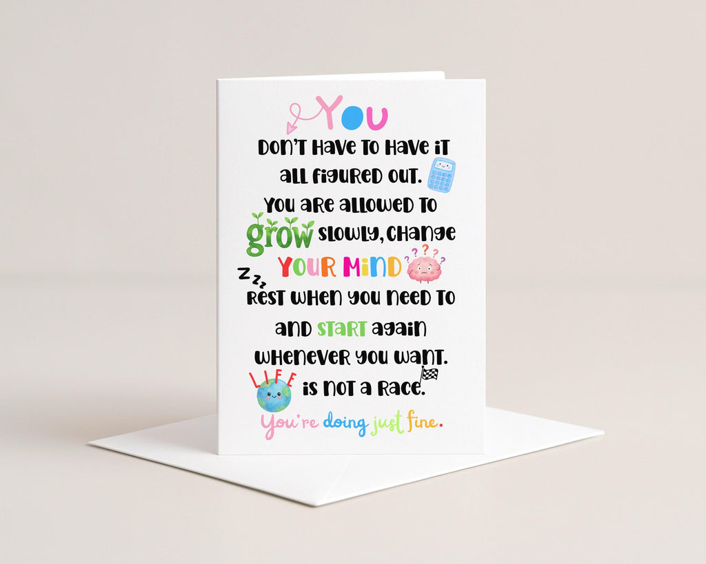 Encouragement Greetings Card | You’re Doing Just Fine | Supportive Mental Health Message just because