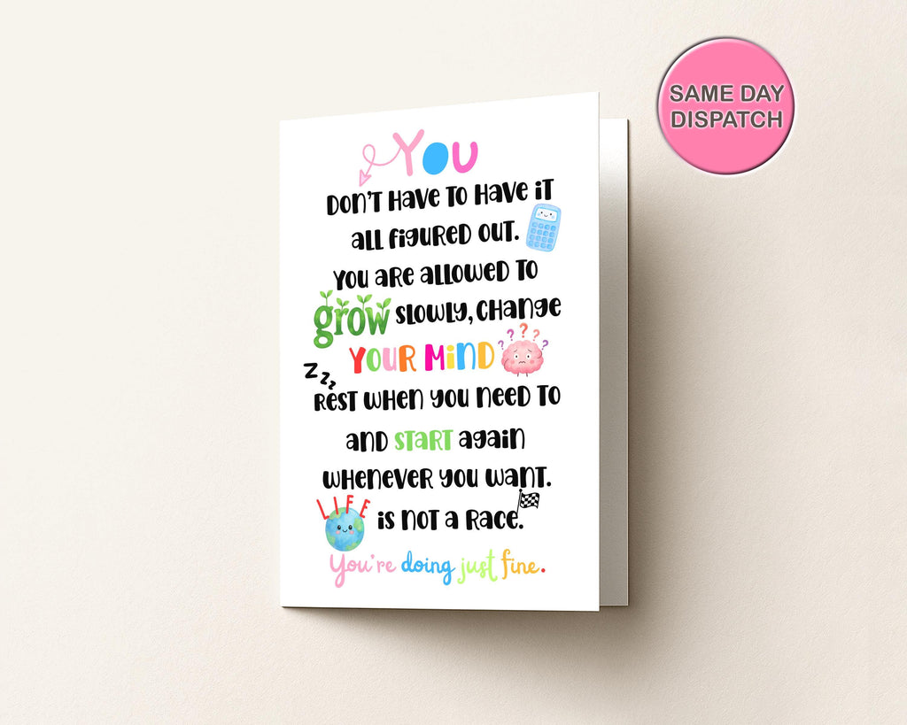Encouragement Greetings Card | You’re Doing Just Fine | Supportive Mental Health Message just because