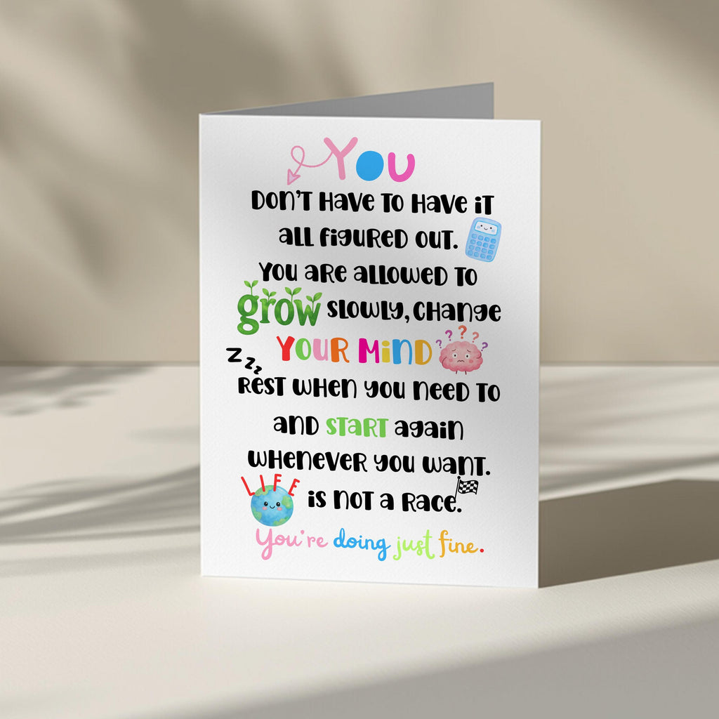 Encouragement Greetings Card | You’re Doing Just Fine | Supportive Mental Health Message just because