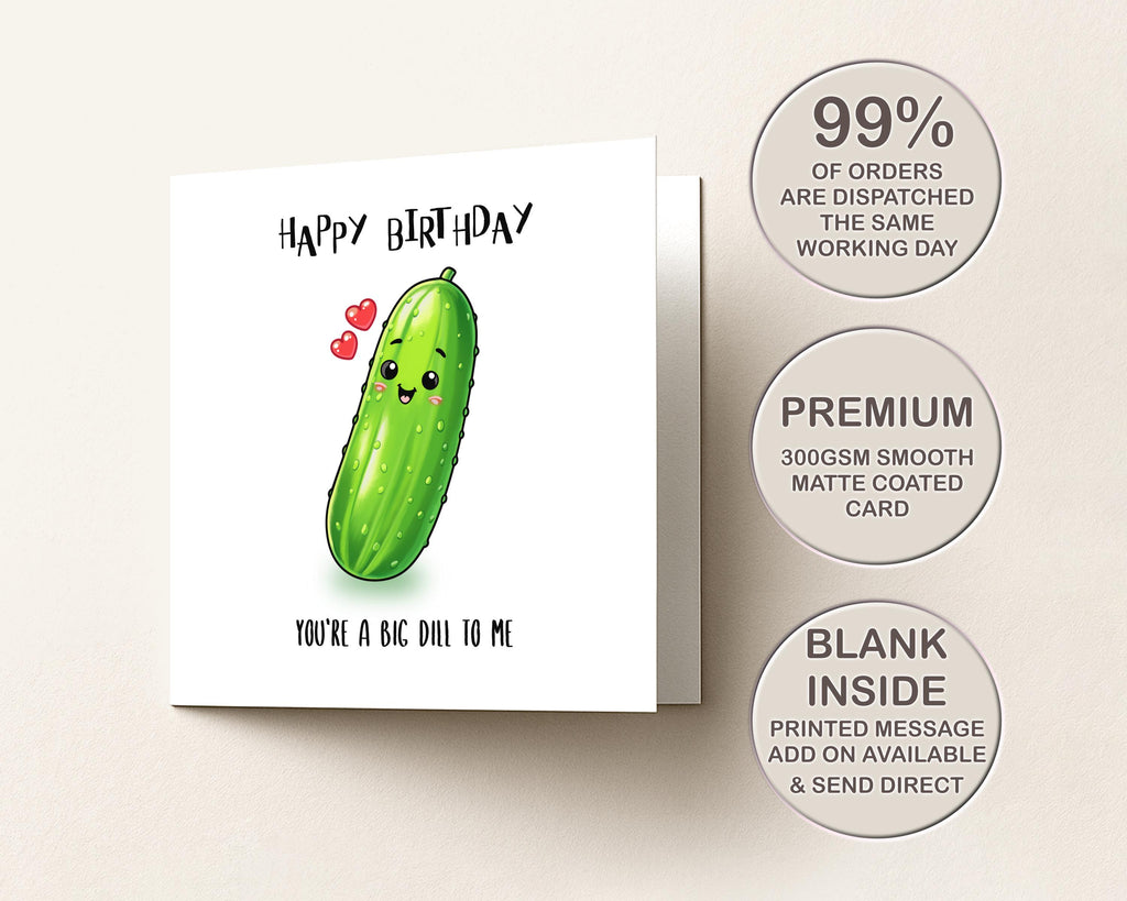 Funny Pickle Birthday Card | Food Pun Message for Friend, Partner, Husband, Wife