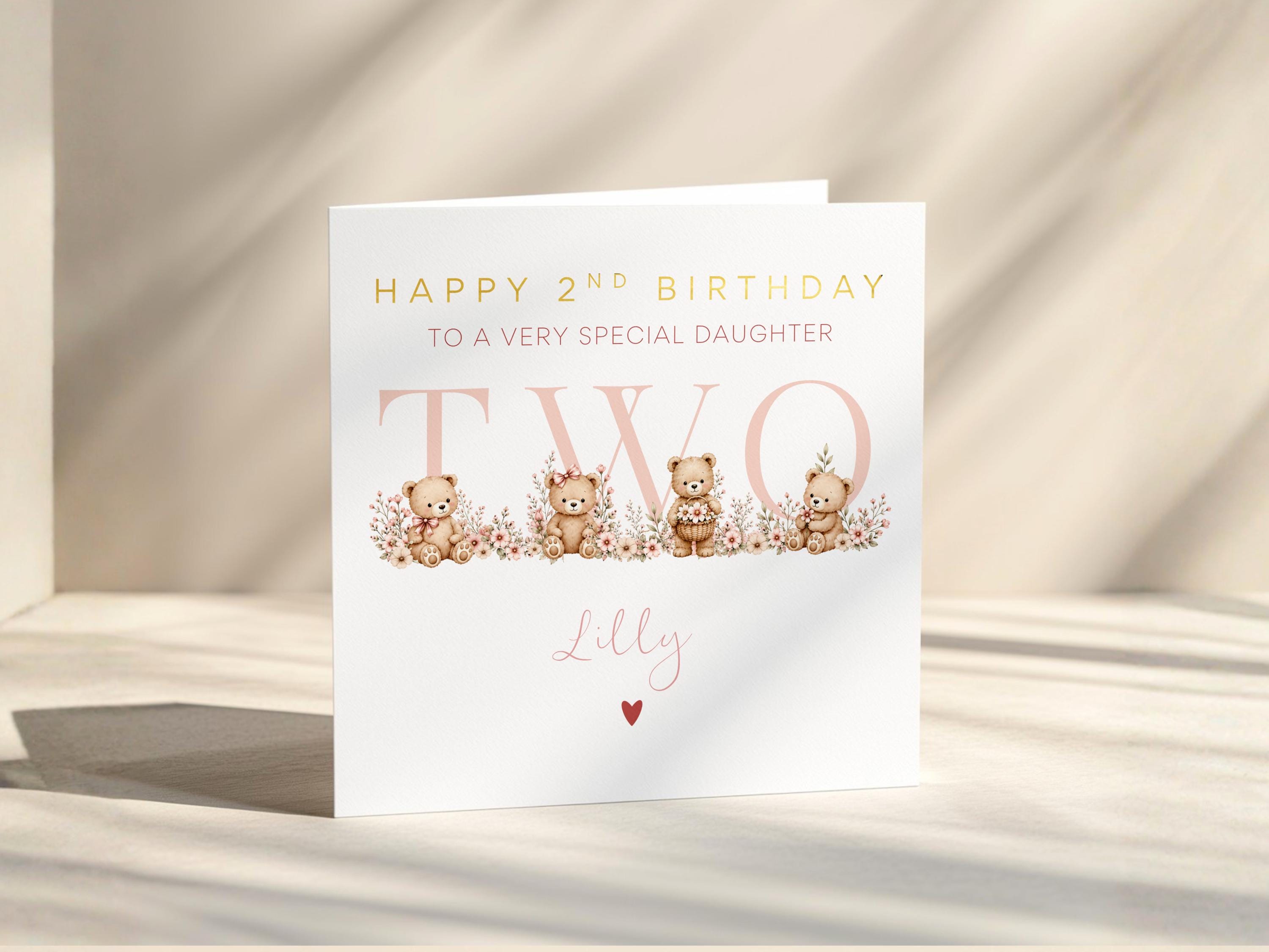 1st Birthday Card for Daughter | Personalised Age 1 2 3 4 | Goddaughter, Niece | Foiled