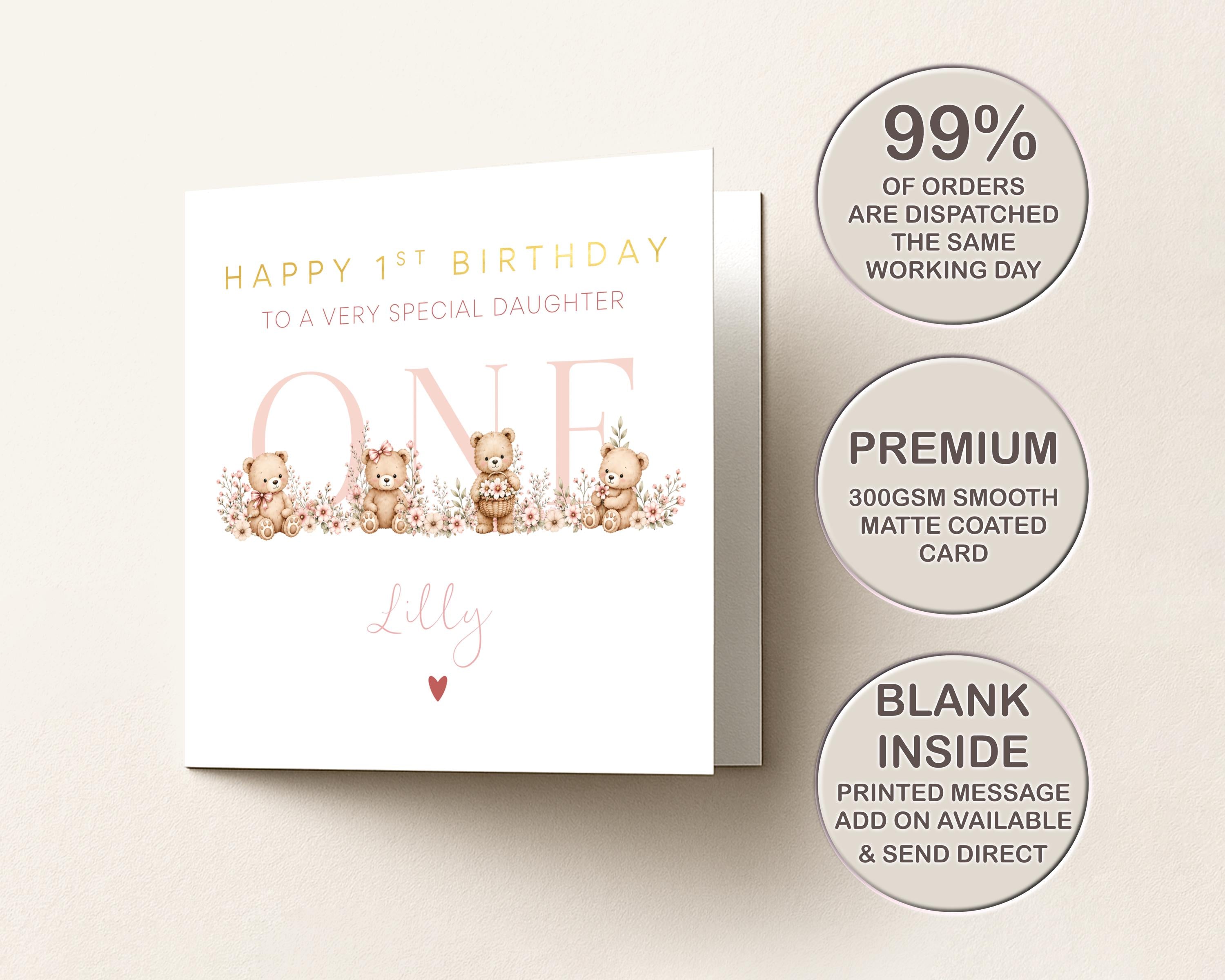 1st Birthday Card for Daughter | Personalised Age 1 2 3 4 | Goddaughter, Niece | Foiled