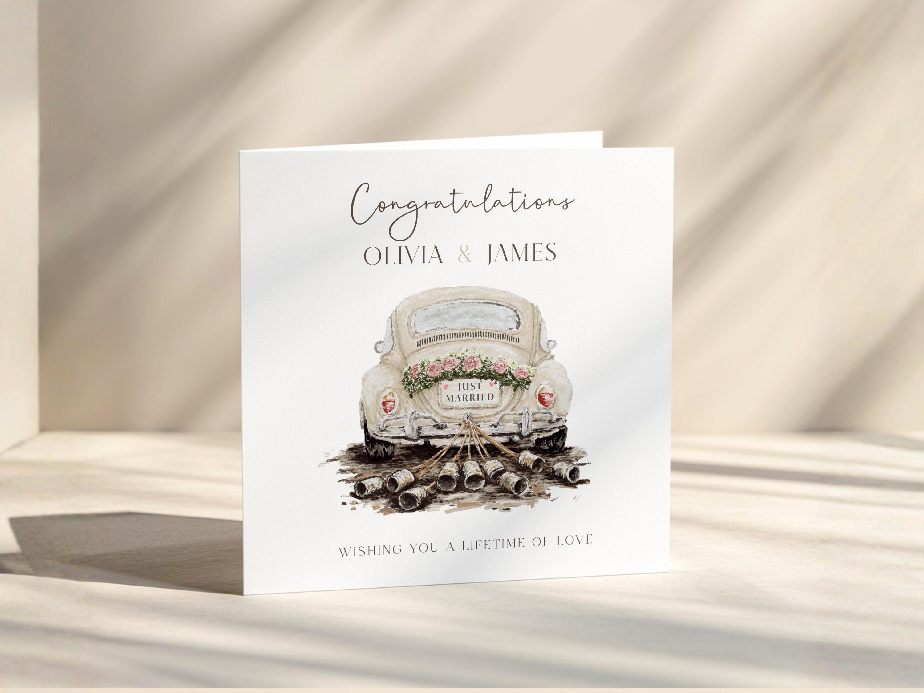 Personalised Wedding Card | Congratulations On Your Marriage | Newlyweds | Just Married Car | Bride & Groom
