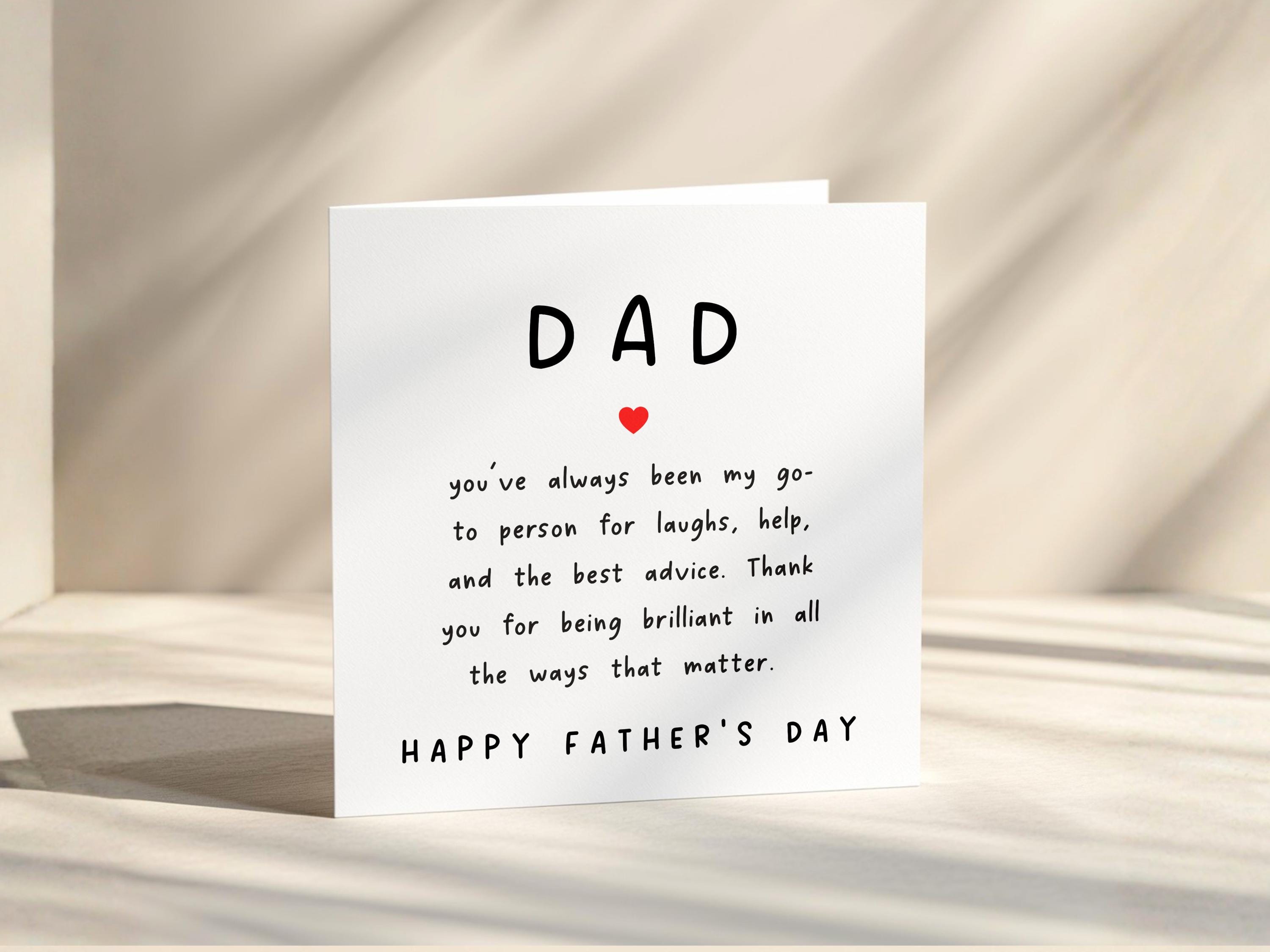 Father's Day Card for Dad, Thank You, Step Father, Minimalist card, Quote Greatful Message