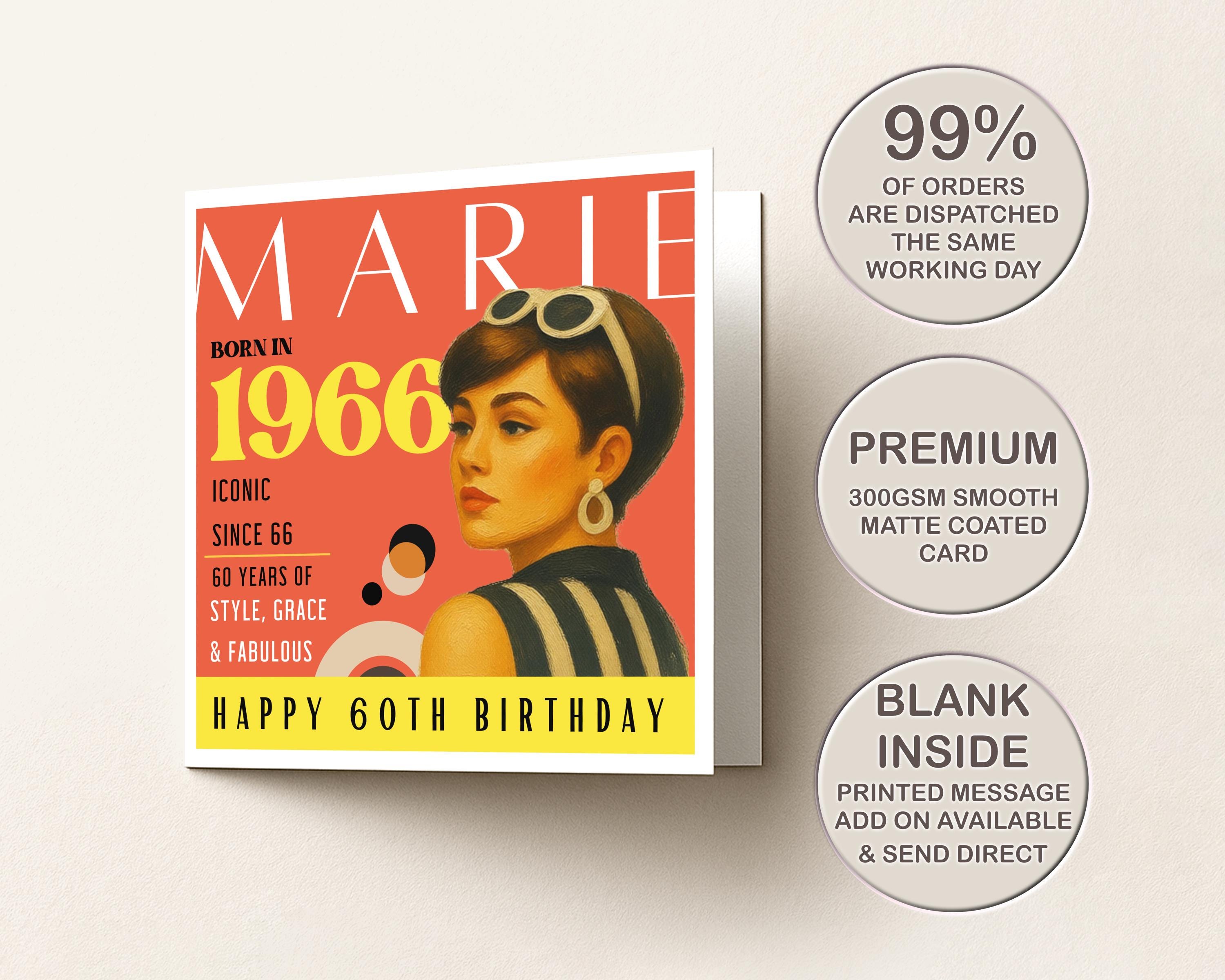 60th Birthday Card Personalised 1966 For Her Retro Magazine