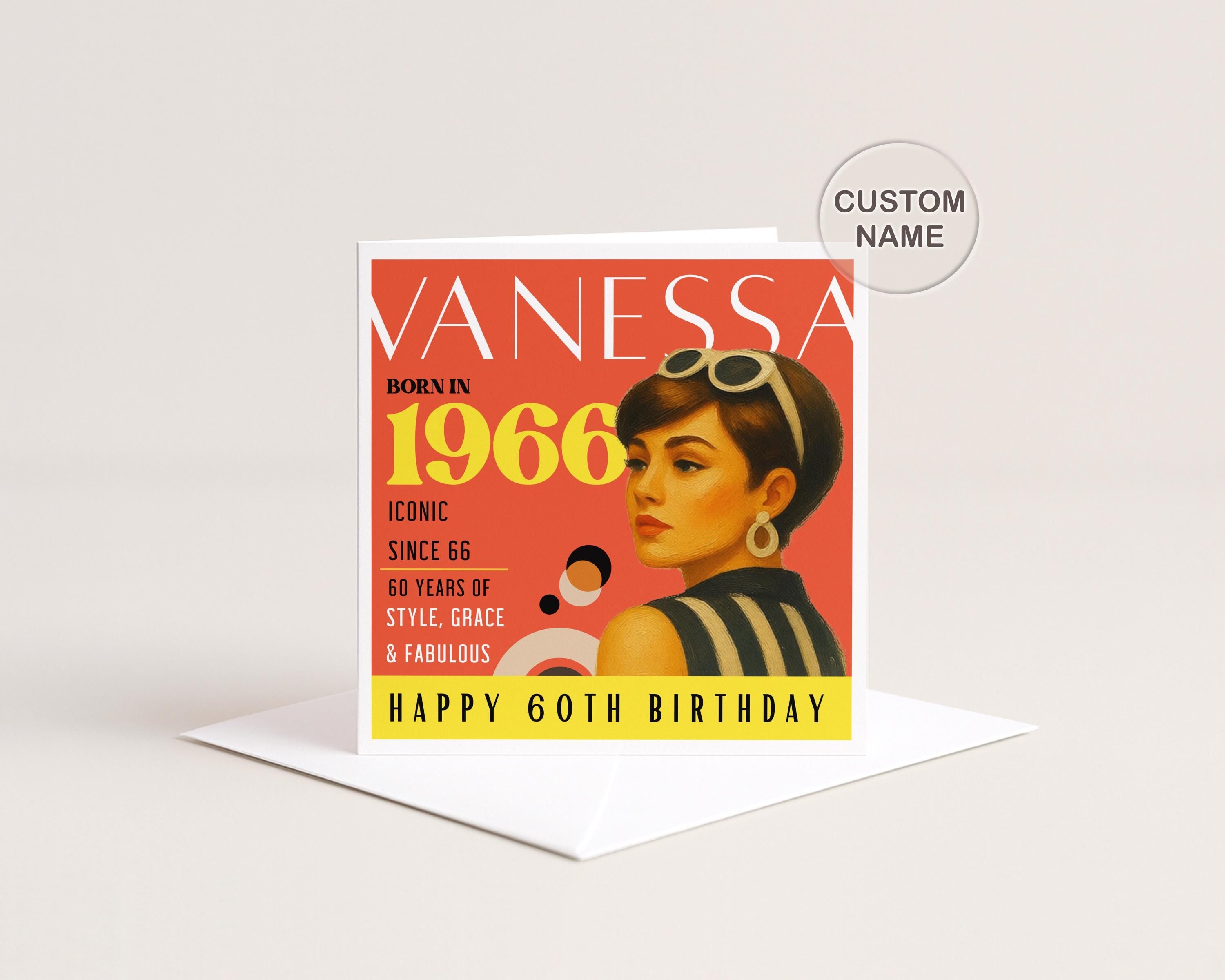 60th Birthday Card Personalised 1966 For Her Retro Magazine