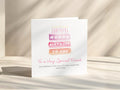 Friend Birthday Card Personalised For Special Friend Bestie Female Pink Layered Cake With Candles