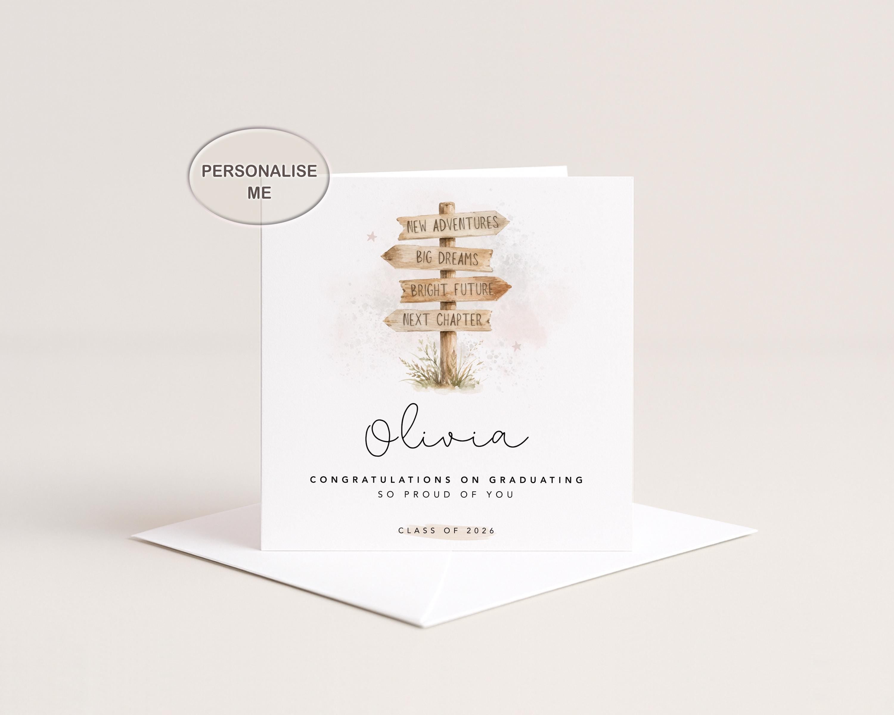 Personalised Graduation Card For Daughter, Son, Granddaughter, Grandson: Class 2026 New Chapter, Signpost Keepsake