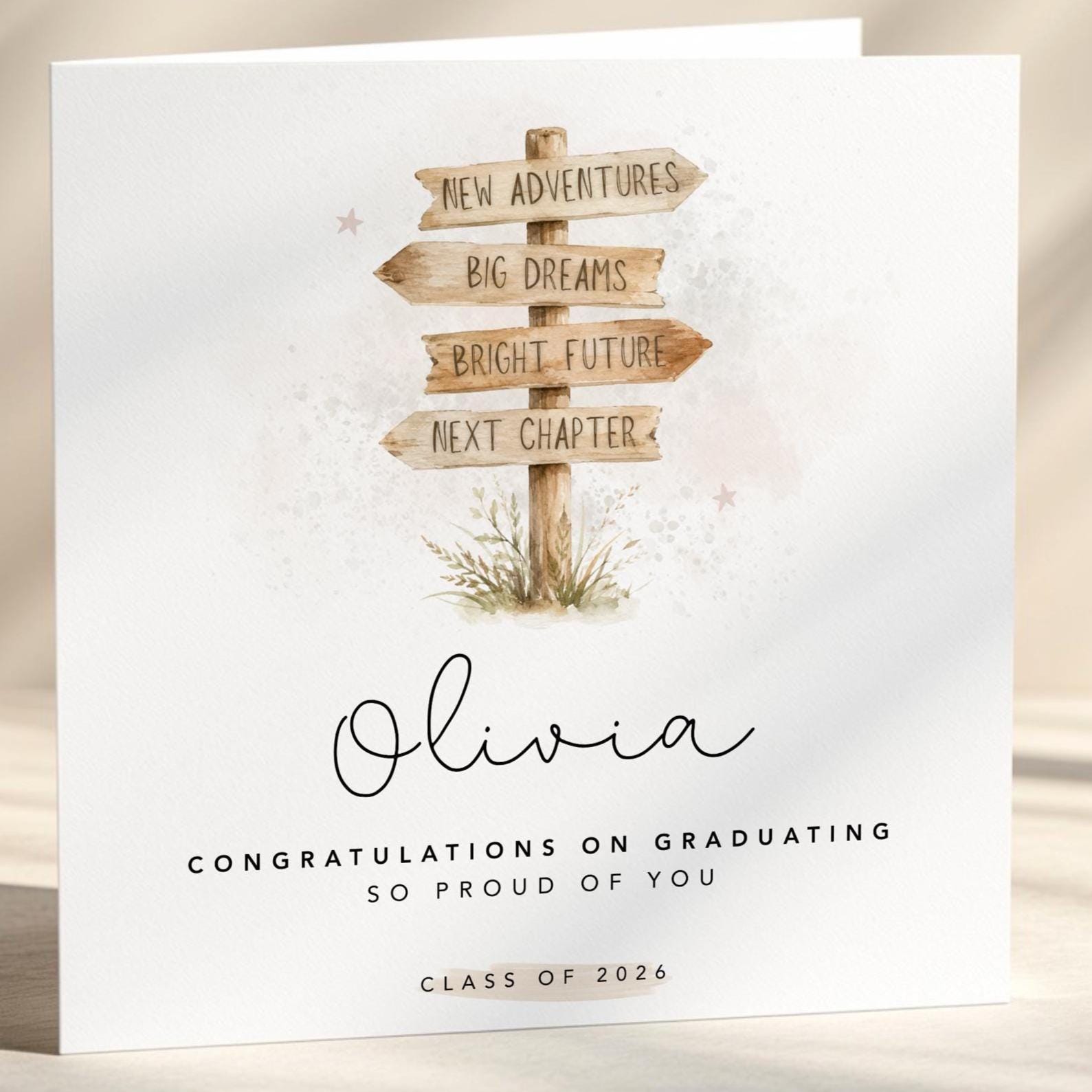 Personalised Graduation Card For Daughter, Son, Granddaughter, Grandson: Class 2026 New Chapter, Signpost Keepsake