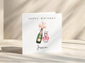 Personalised Birthday Card for Her | Custom Name Bday | Pink Champagne | Sister 18th 21st 30th