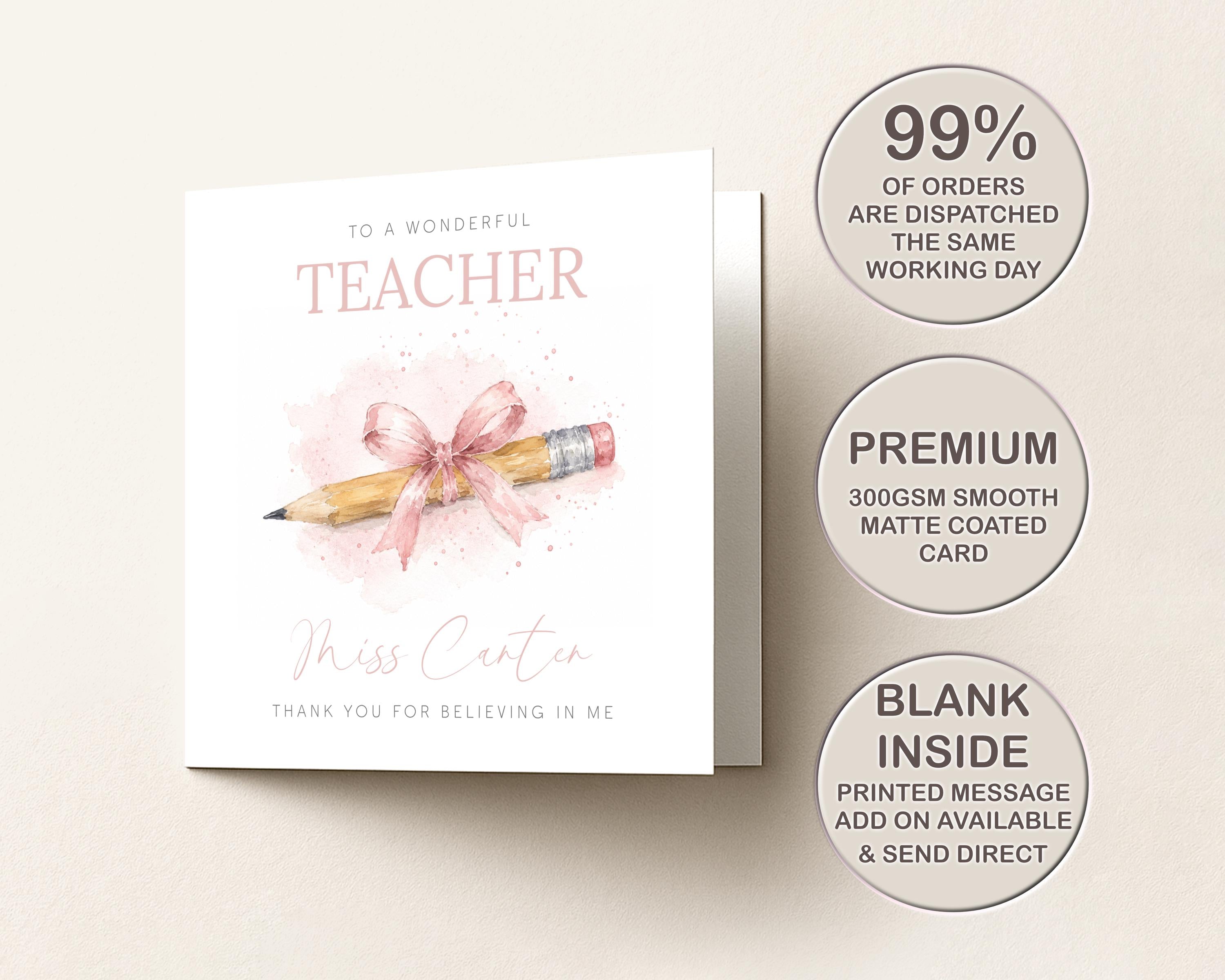 Thank You Card For Teacher Personalised From Pupil, School Leaver, For Miss, Teaching Assistant