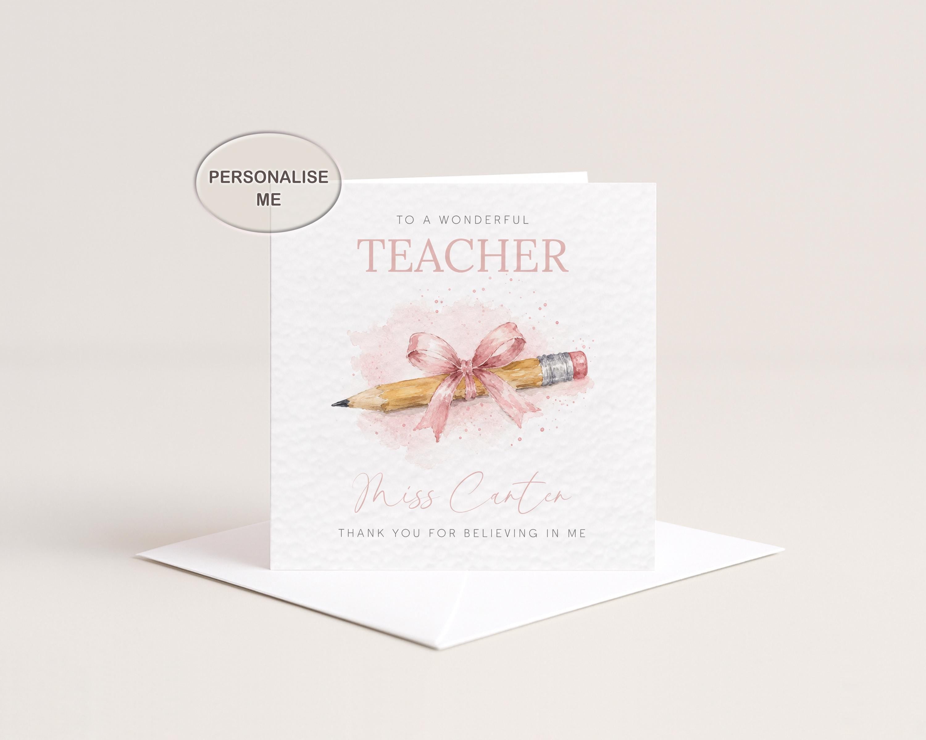 Thank You Card For Teacher Personalised From Pupil, School Leaver, For Miss, Teaching Assistant