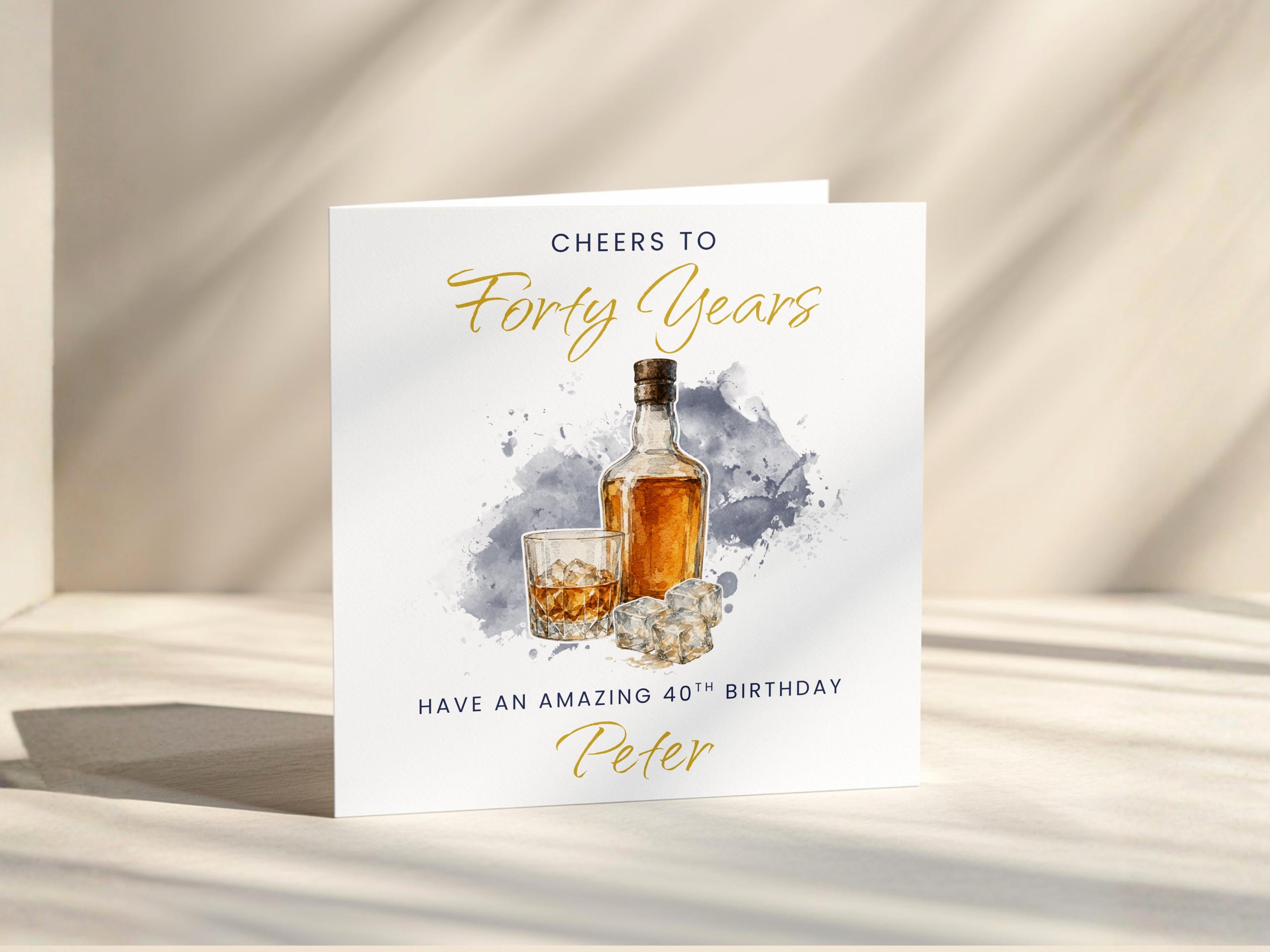 Birthday Card For Him Whiskey Lover, Personalised Custom Age with Custom Name