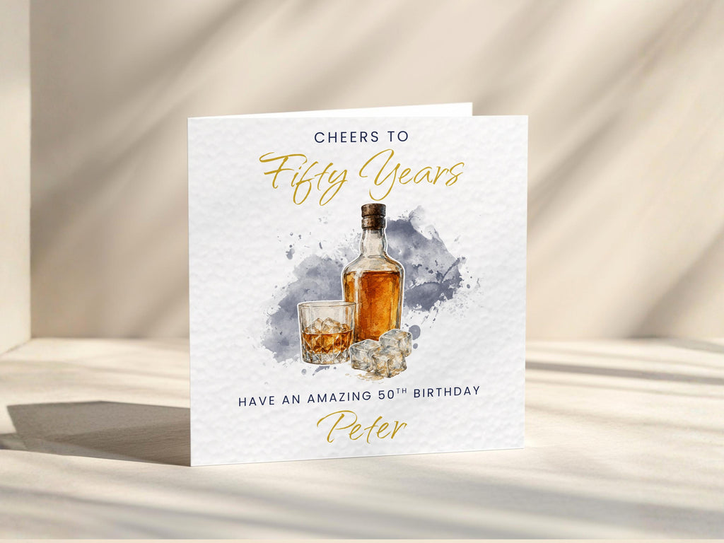 Birthday Card For Him Whiskey Lover, Personalised Custom Age with Custom Name