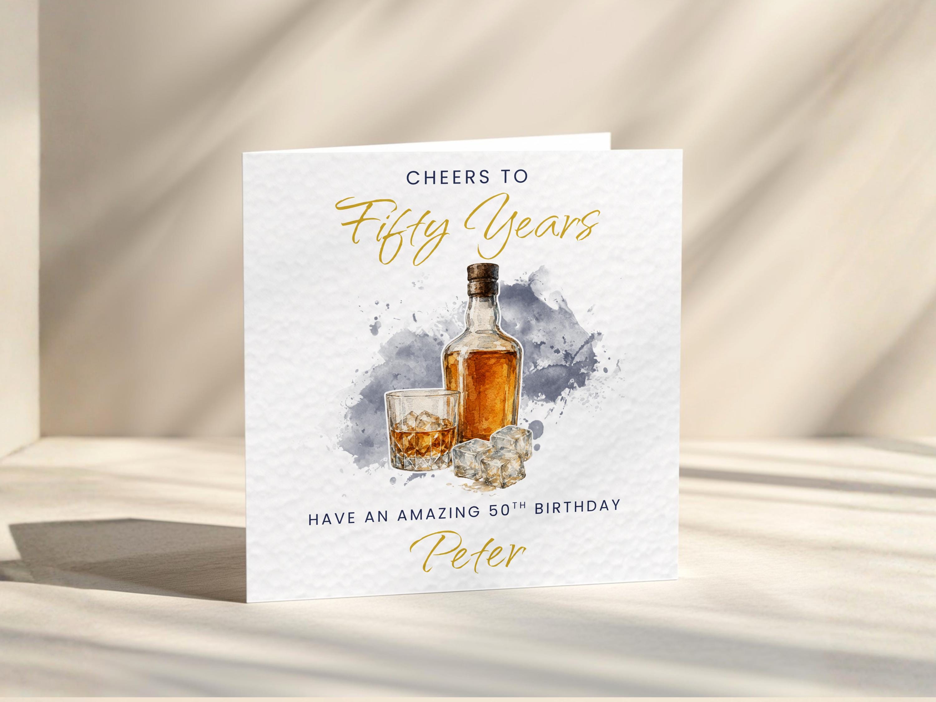 Birthday Card For Him Whiskey Lover, Personalised Custom Age with Custom Name