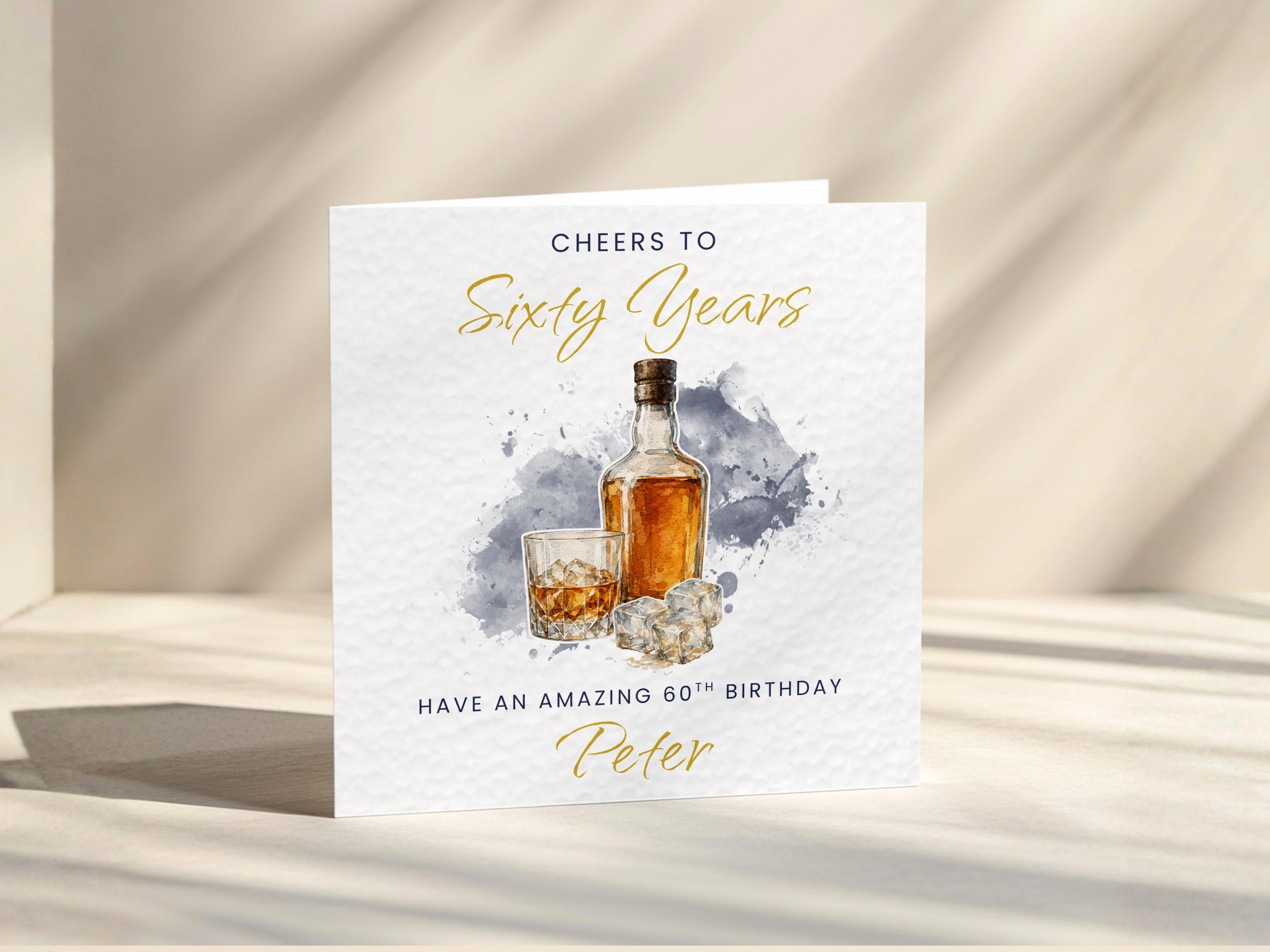 Birthday Card For Him Whiskey Lover, Personalised Custom Age with Custom Name