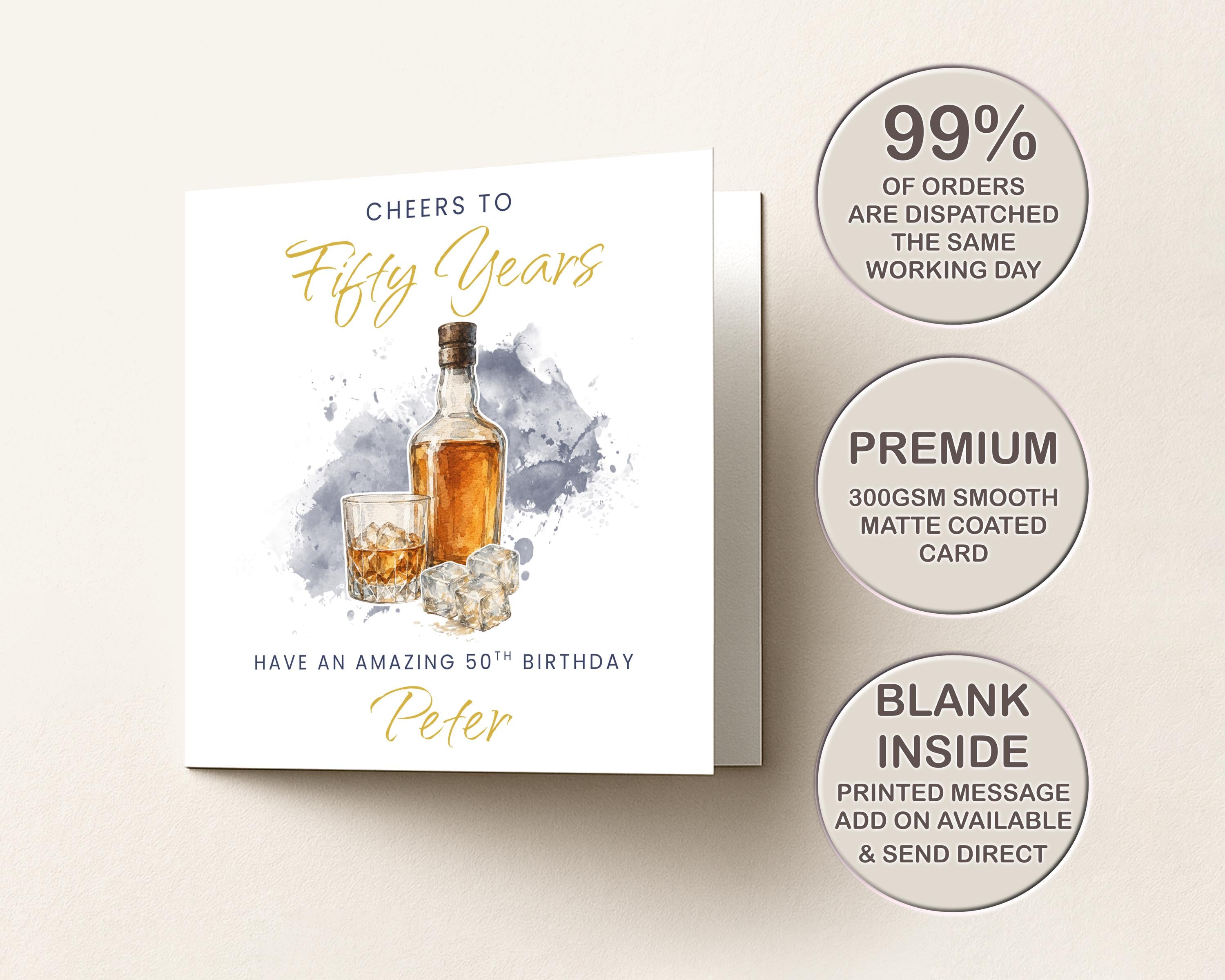 Birthday Card For Him Whiskey Lover, Personalised Custom Age with Custom Name
