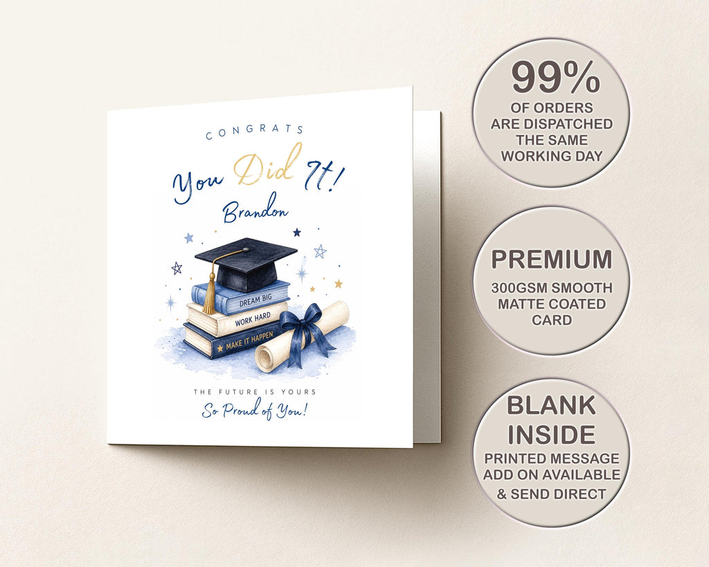Personalised Graduation Card | Congrations card | Son Grandson Brother College High School Graduate | Custom Name