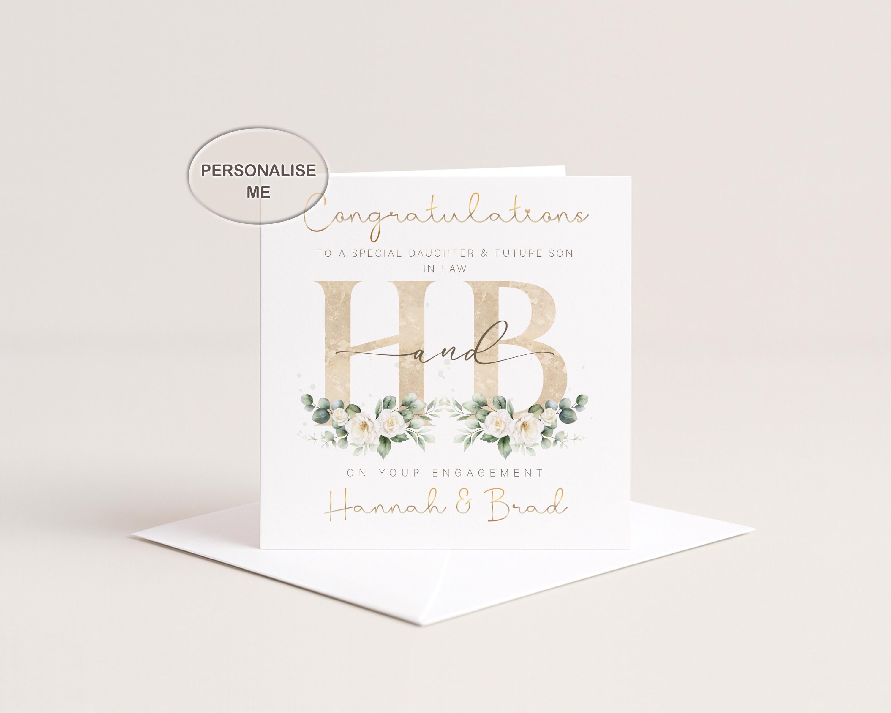 Personalised Engagement Card for Couple, Gold Foil Names, Congratulations
