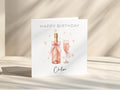 Personalised Birthday Card for Her | Custom Name | Pink Champagne | Sister Friend 21st 18th