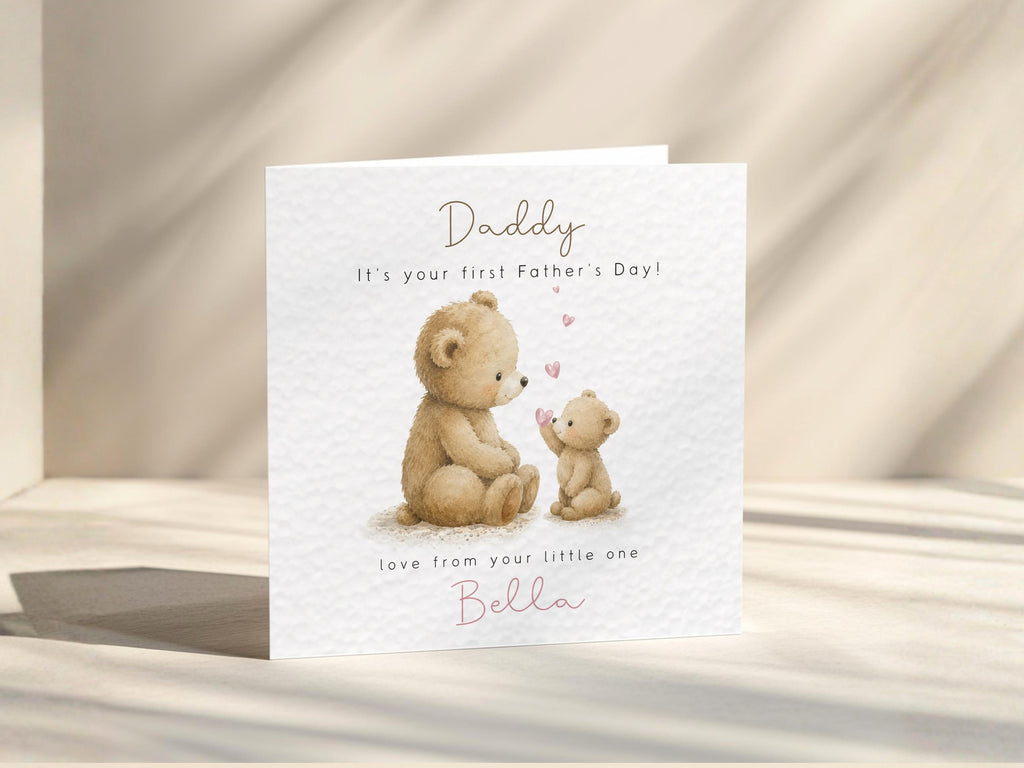 Daddy's First Father’s Day Card Teddy Bear, New Dad From Baby Personalised Custom Name