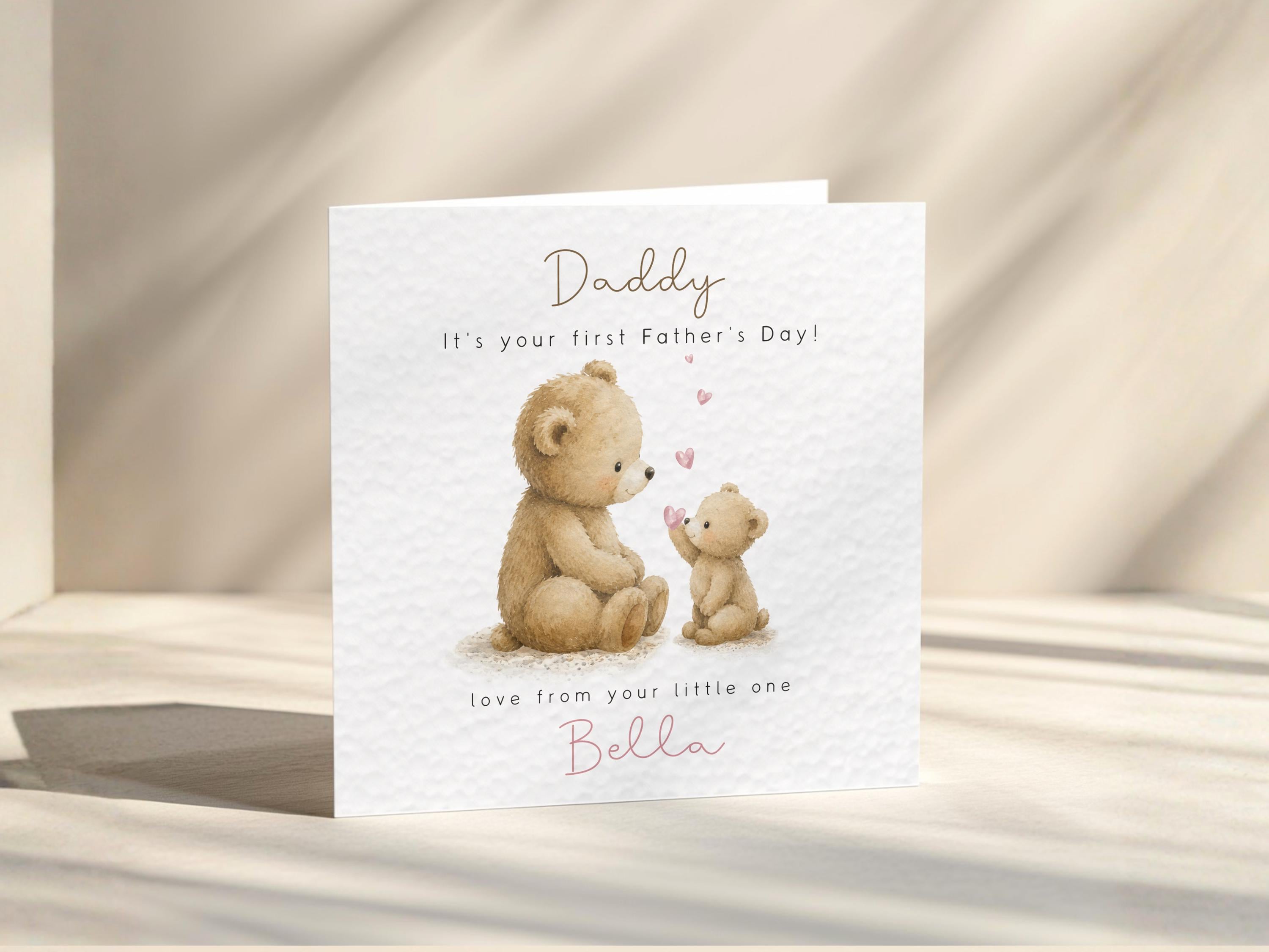 Daddy's First Father’s Day Card Teddy Bear, New Dad From Baby Personalised Custom Name