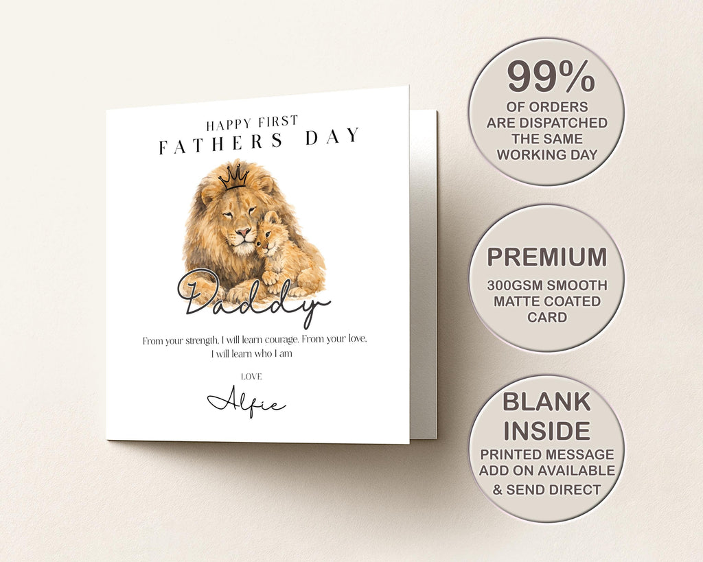 First Fathers Day Card for Dad Custom Name, New Daddy, Card from Baby Personalised