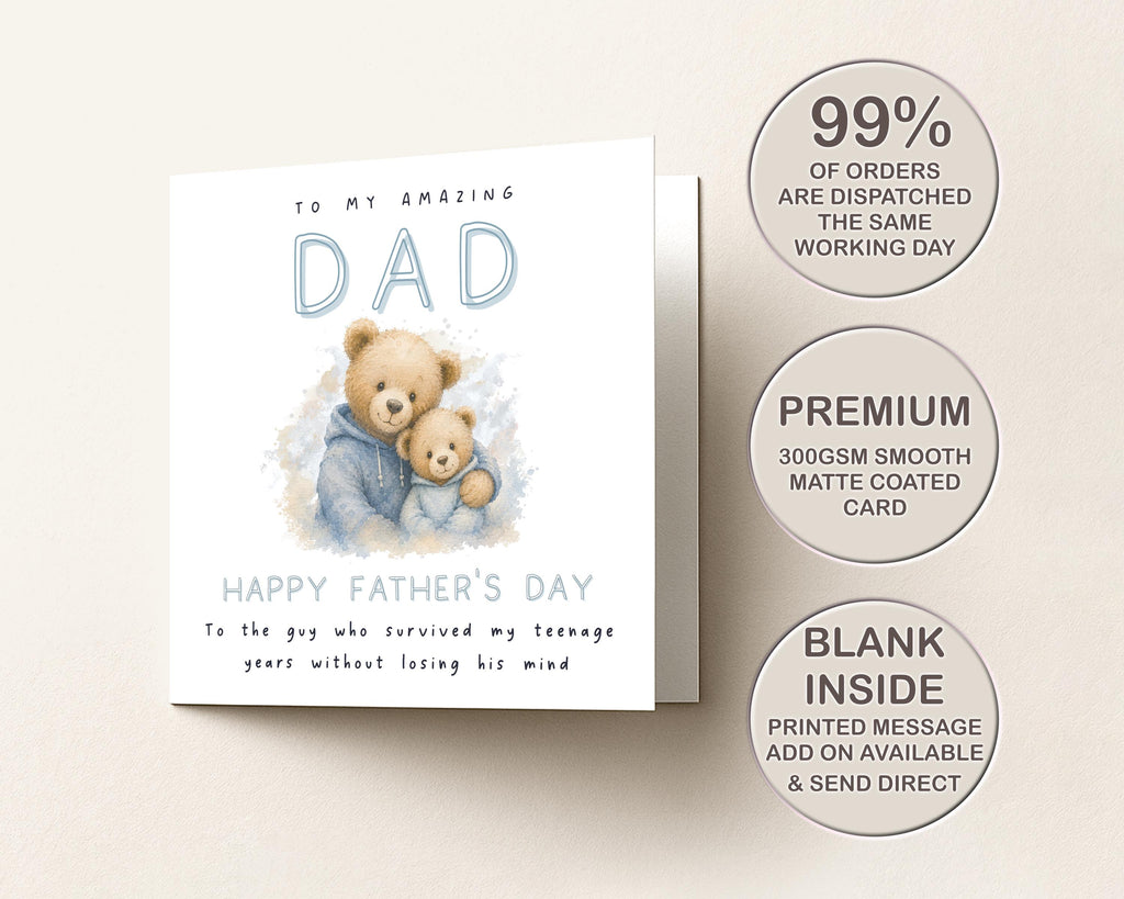 Father’s Day Card For Dad From Grown Up Daughter, Son: Funny Teenage Years, Humour