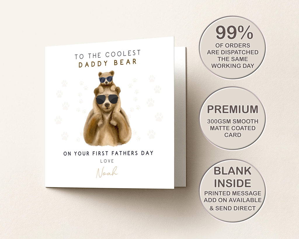 First Father’s Day Card Personalised Daddy Bear From Baby With Custom Name