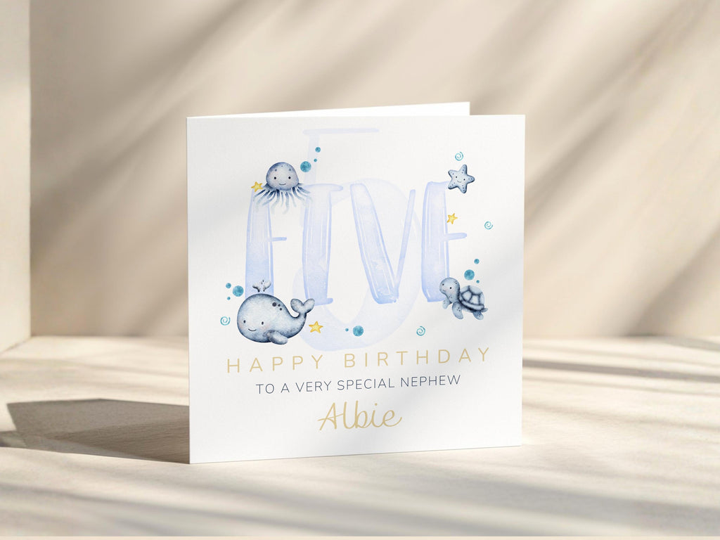 Personalised Birthday Card for Boy, Custom Name and Age, Son, Grandson, Nephew or Godson