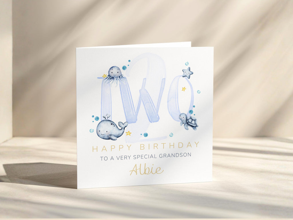 Personalised Birthday Card for Boy, Custom Name and Age, Son, Grandson, Nephew or Godson