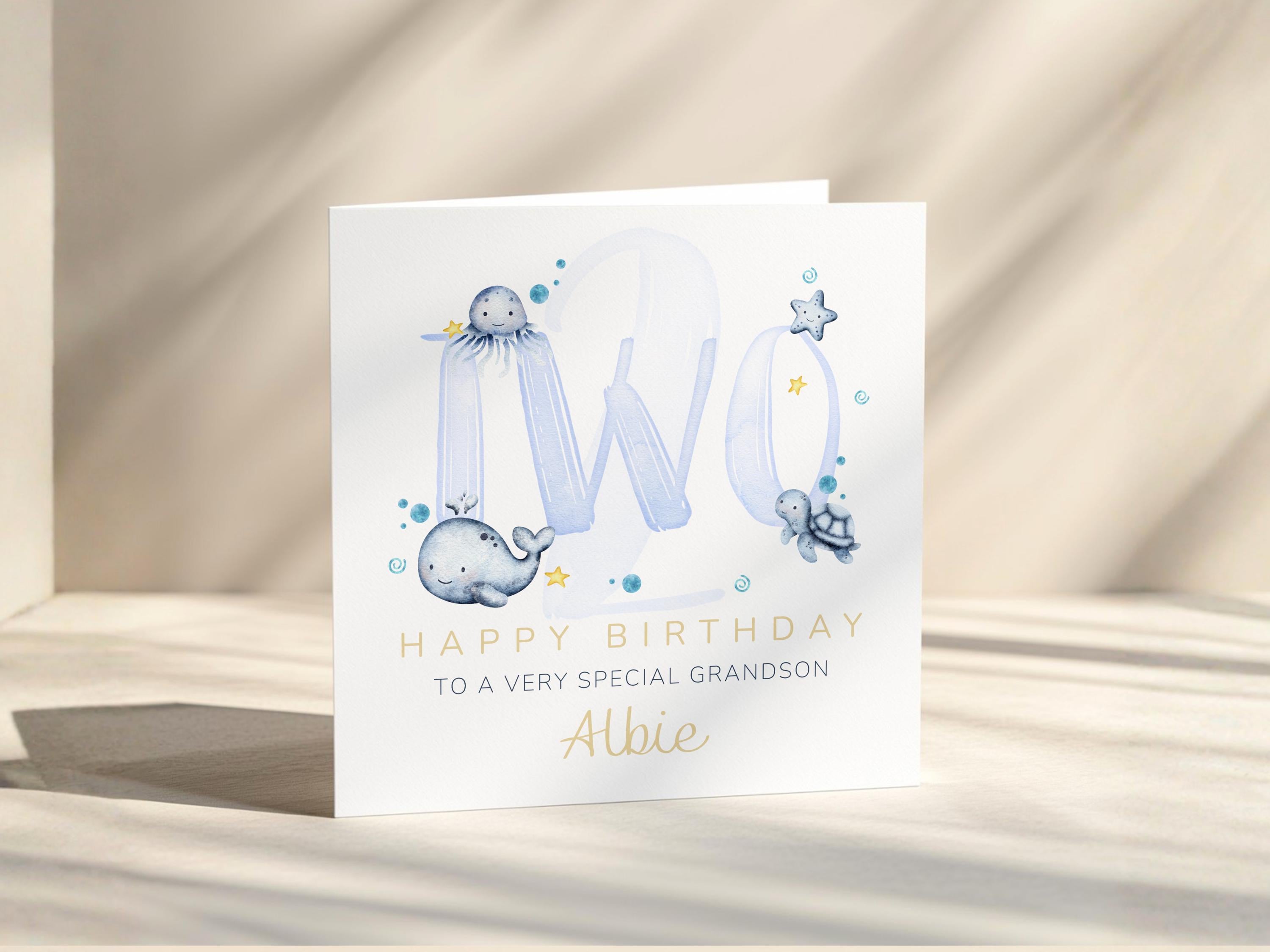 Personalised Birthday Card for Boy, Custom Name and Age, Son, Grandson, Nephew or Godson