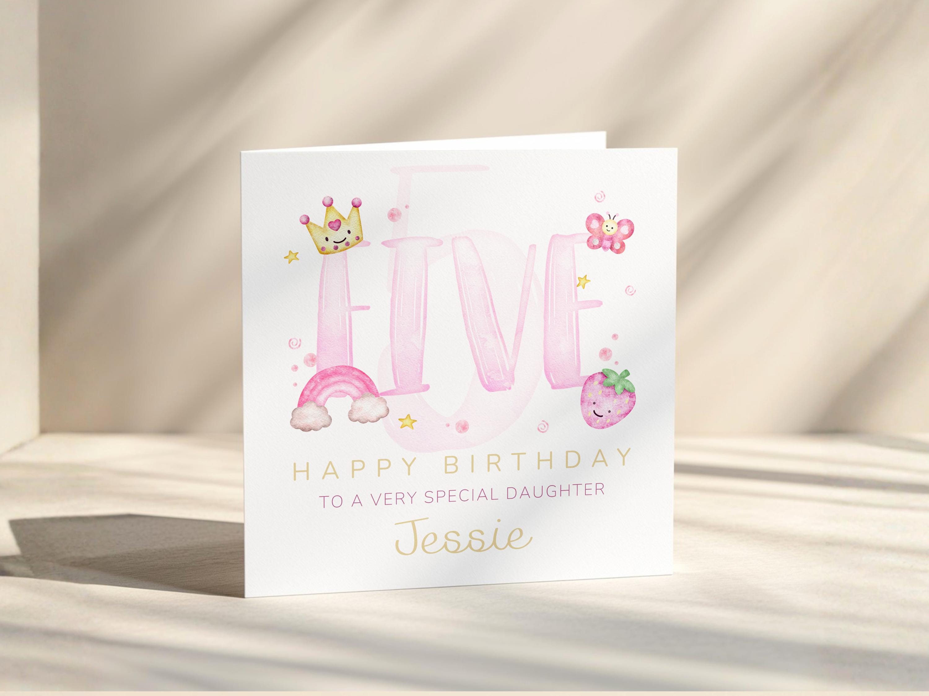 Personalised Birthday Card for Girl, Custom Name and Age, Daughter, Granddaughter, Niece or Goddaughter
